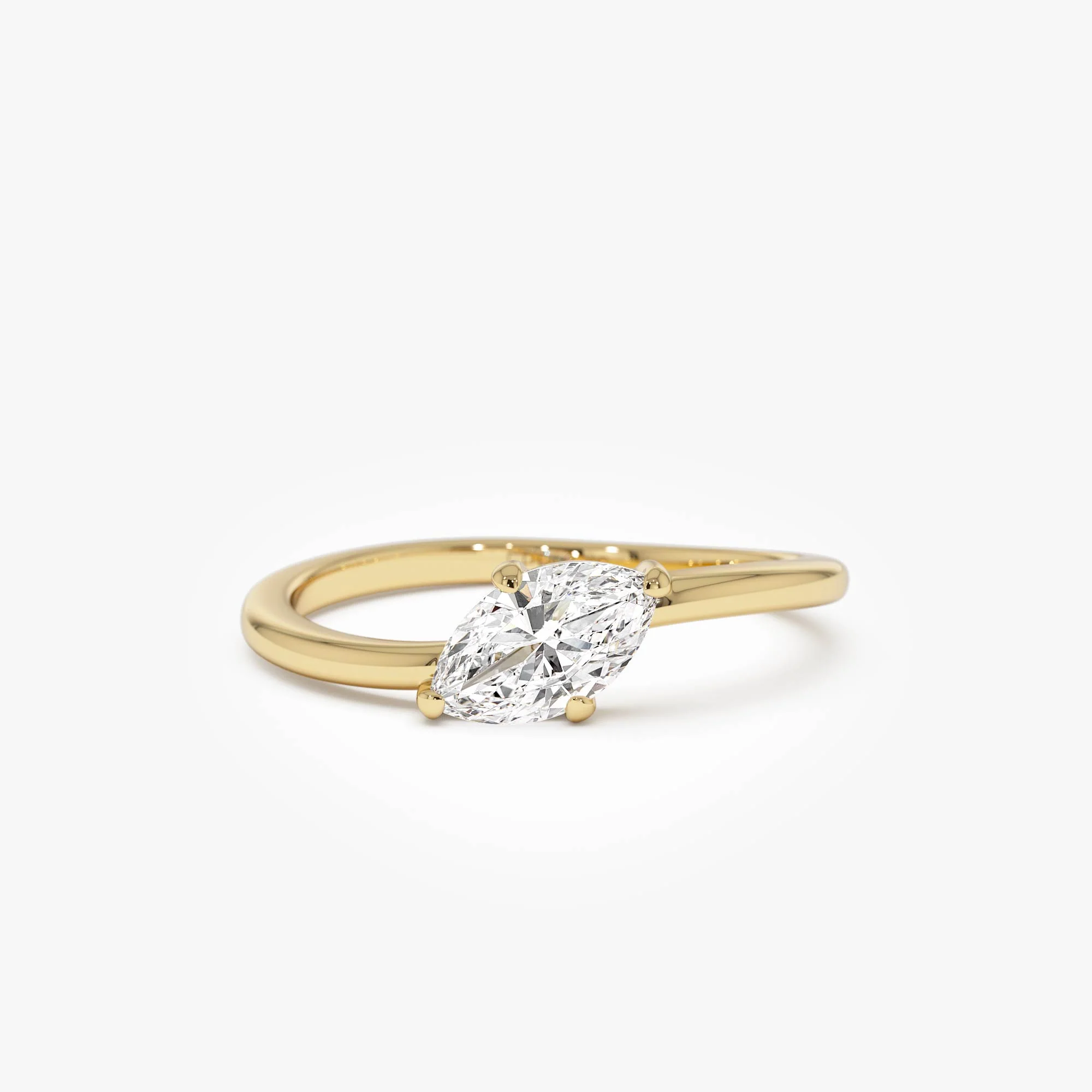 0.50 Ctw 14k Prong Setting Marquise Shaped Lab Grown Diamond Wavy Promise Ring - Elisa