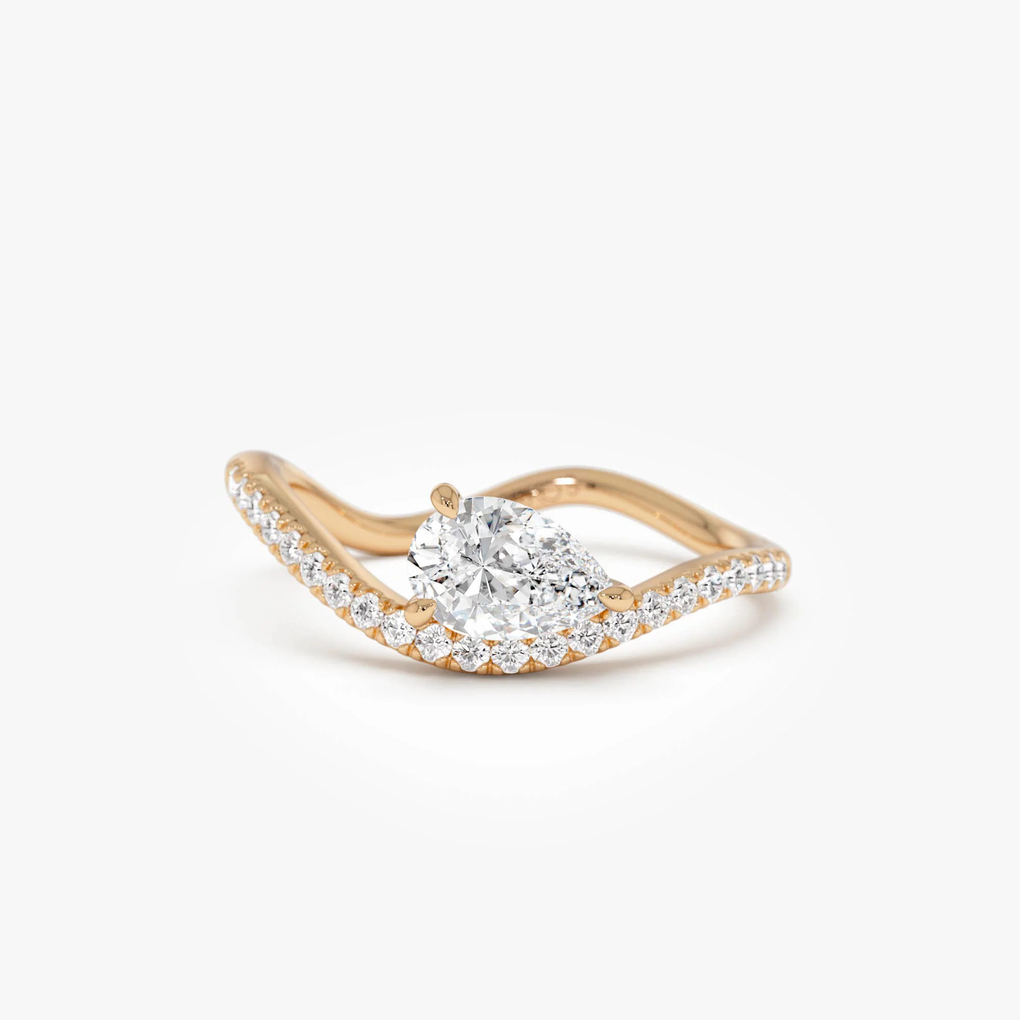 0.67 Ctw 14k Pear Shaped Lab Grown Diamond Wavy Pavé Ring - Faye - Image 6