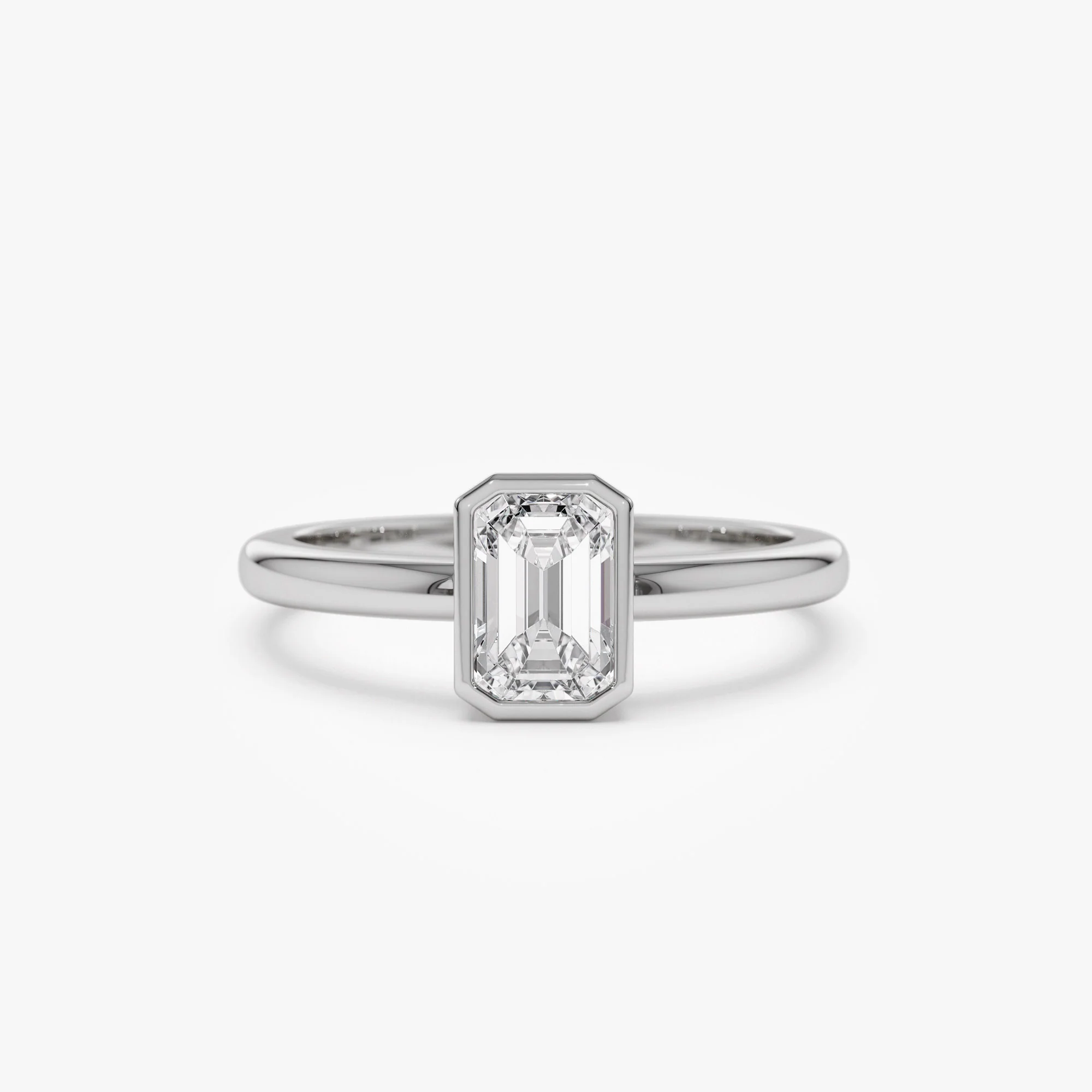 0.75 - 1.50 ctw 14k Bezel Setting Emerald Cut Lab Grown Diamond Engagement Ring - Anna - Image 7