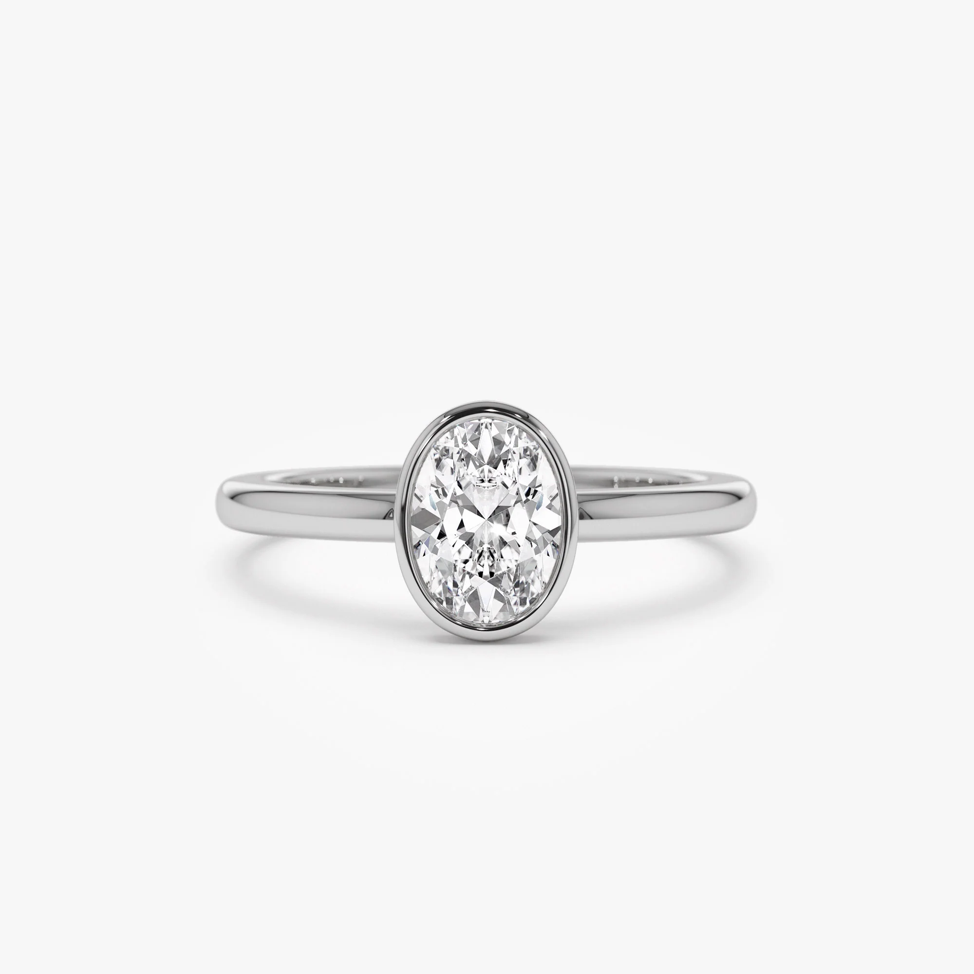 0.75 - 1.50 ctw 14k Bezel Setting Oval Shaped Lab Grown Diamond Engagement Ring - Cora - Image 2