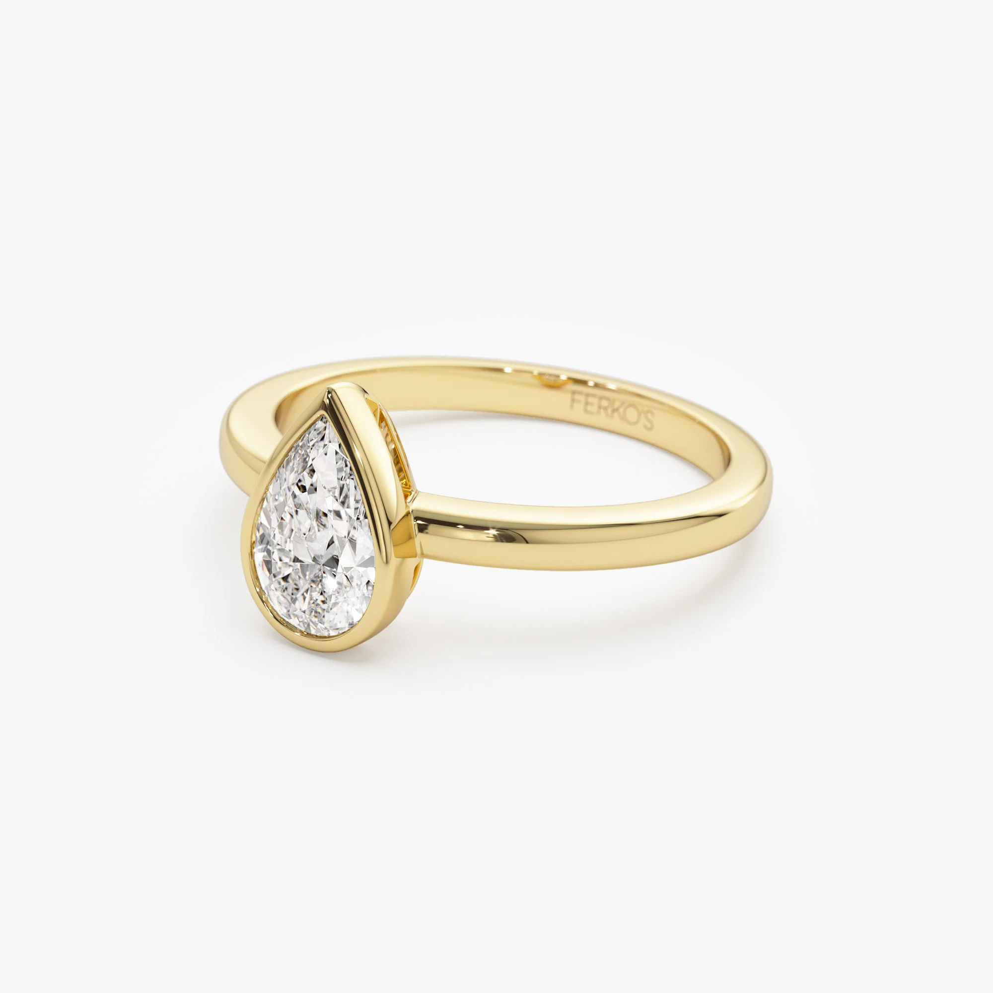 0.75 - 1.50 ctw 14k Bezel Setting Pear Shaped Lab Grown Diamond Engagement Ring - Arianna - Image 4