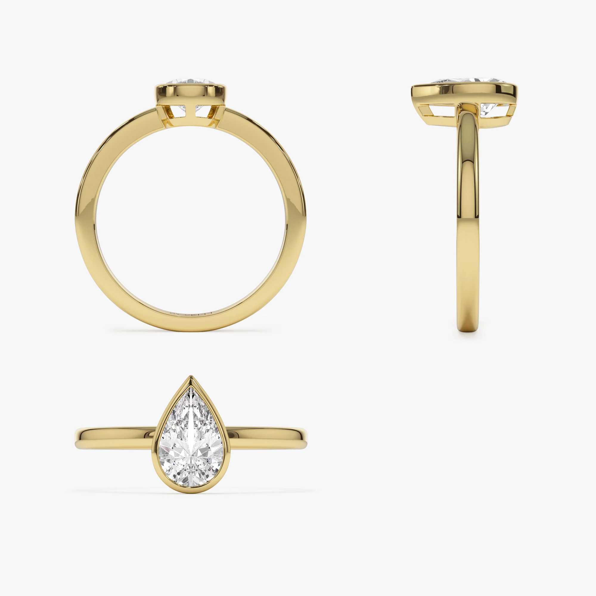 0.75 - 1.50 ctw 14k Bezel Setting Pear Shaped Lab Grown Diamond Engagement Ring - Arianna - Image 5