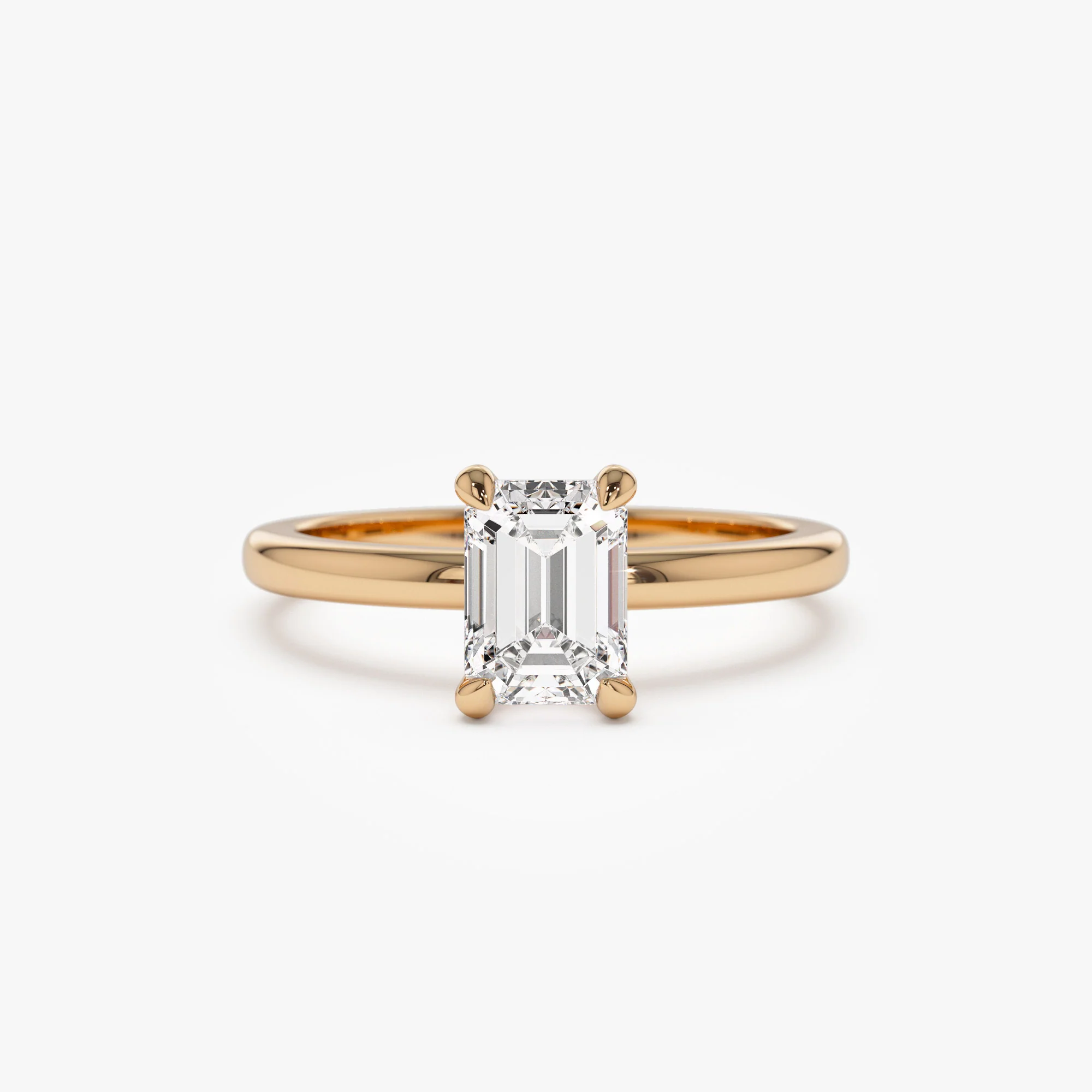 0.75 - 1.50 ctw 14k Four Prong Setting Emerald Cut Lab Grown Diamond Engagement Ring - Esther - Image 5
