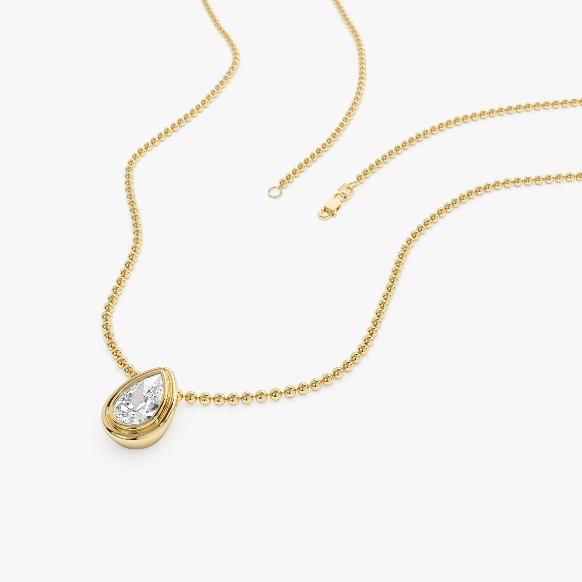 0.75 Ctw 14k Gold Pear Shape Lab Grown Diamond Beaded Necklace - Lara - Image 6