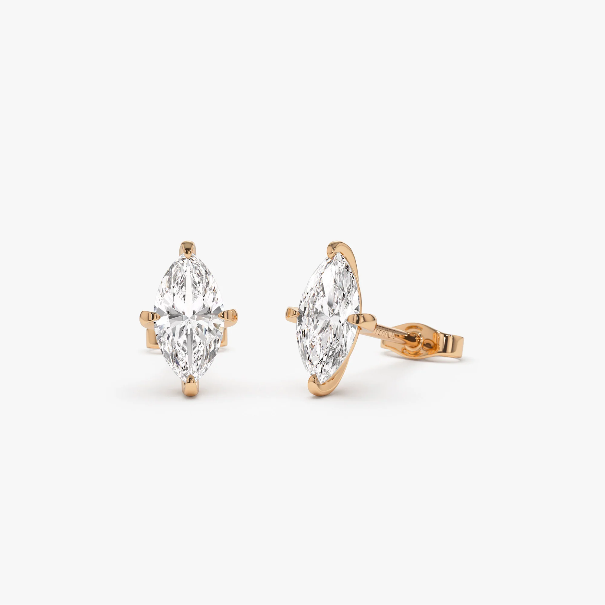 1.00 ctw 14k Classic Four Prong Marquise Shape Lab Grown Diamond Studs - Leah - Image 5
