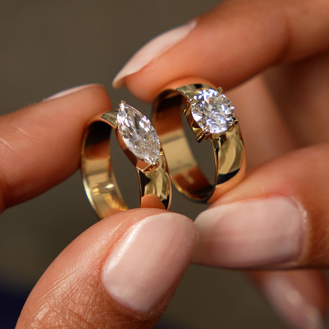 1.00 Ctw 14k Gold Lab Grown Round Diamond Solitaire Ring with Wide Band - Thalina - Image 3