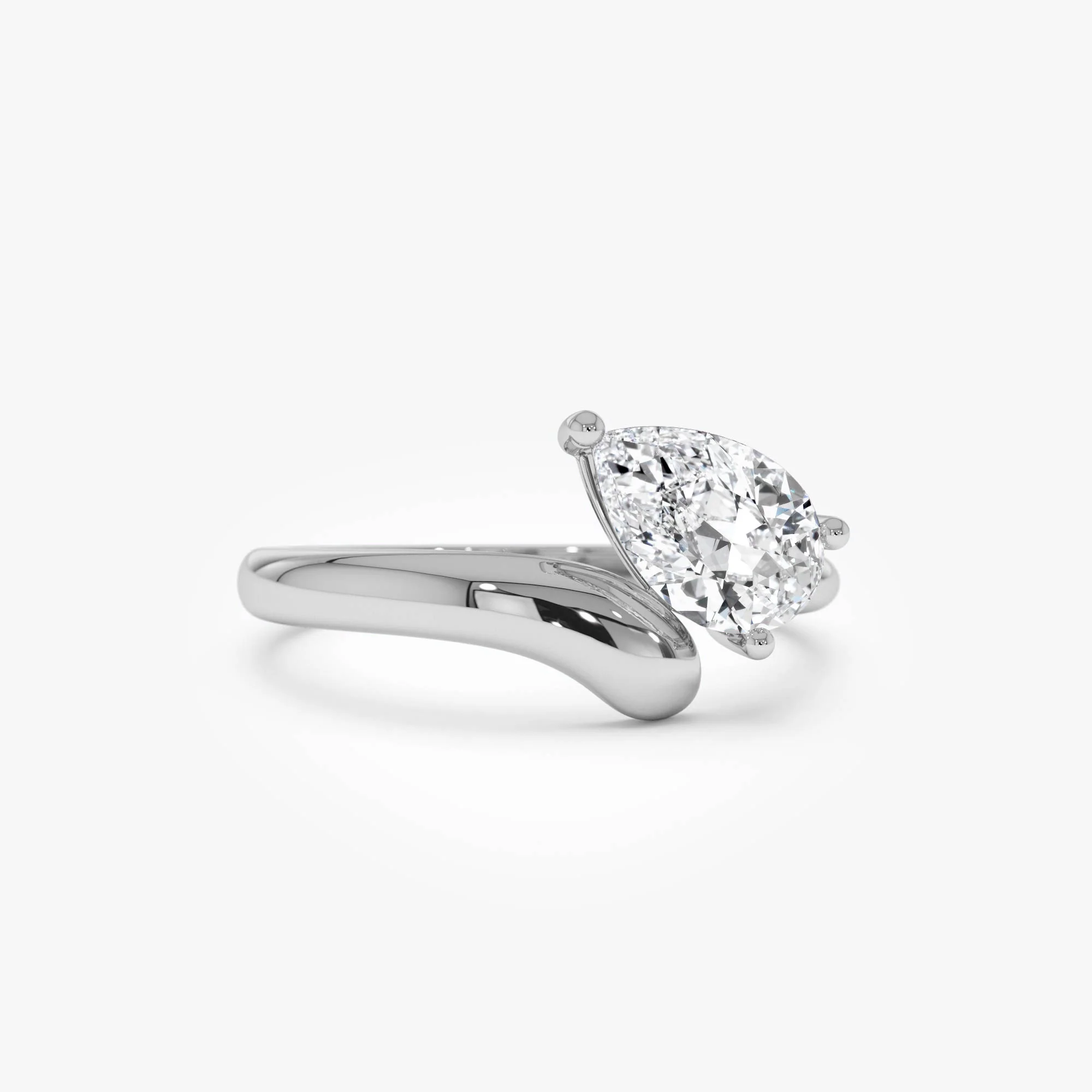 1.00 Ctw 14k Pear Shaped Lab Grown Diamond Ring with Contemporary Twist Band - Elsa - Image 6