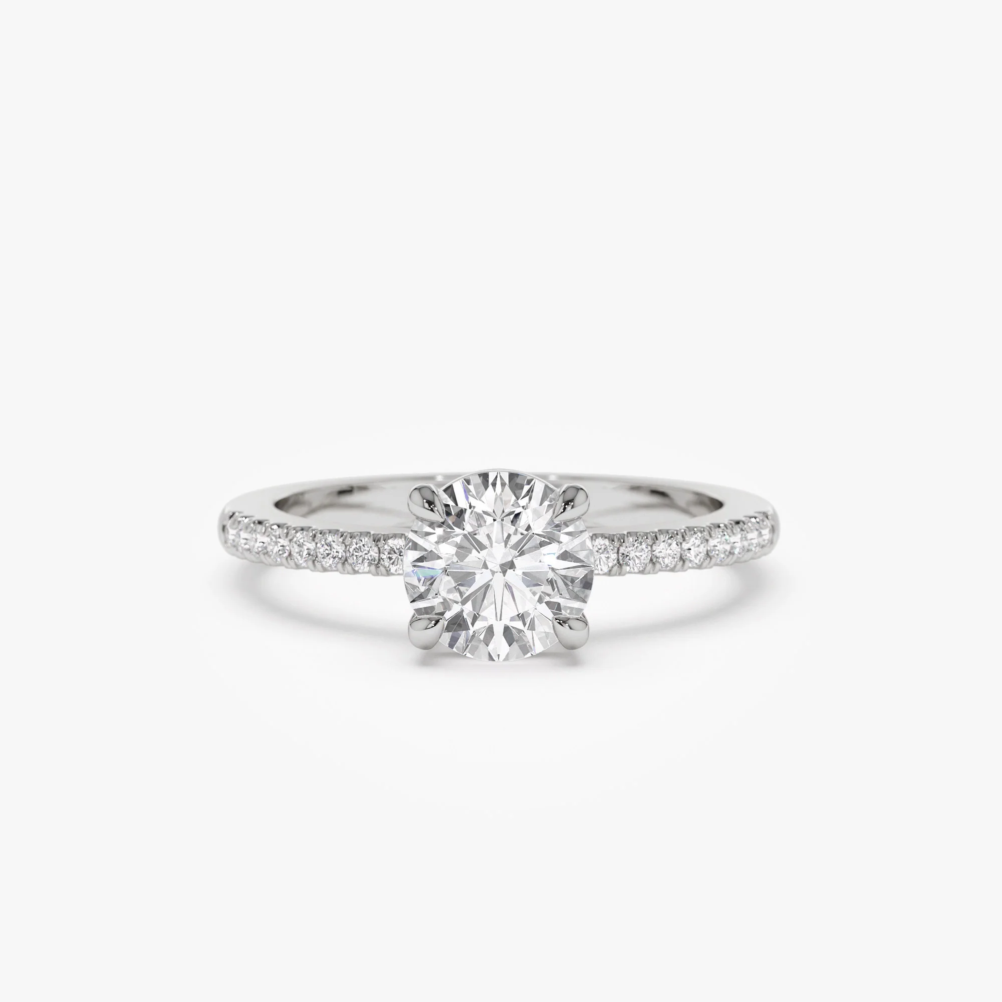 1.15 ctw 14k Classic Basket Setting Lab Grown Round Diamond Engagement Ring - Violet - Image 6