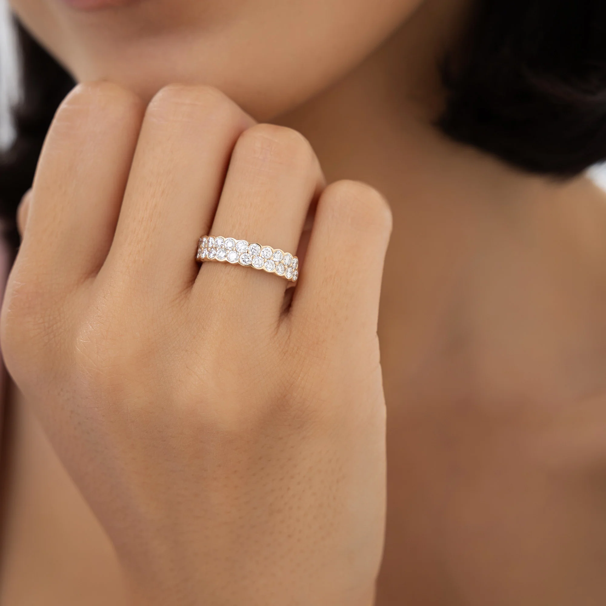 1.25 ctw 14k Double Row Half Bezel Lab Grown Diamond Ring - Sadie - Image 2