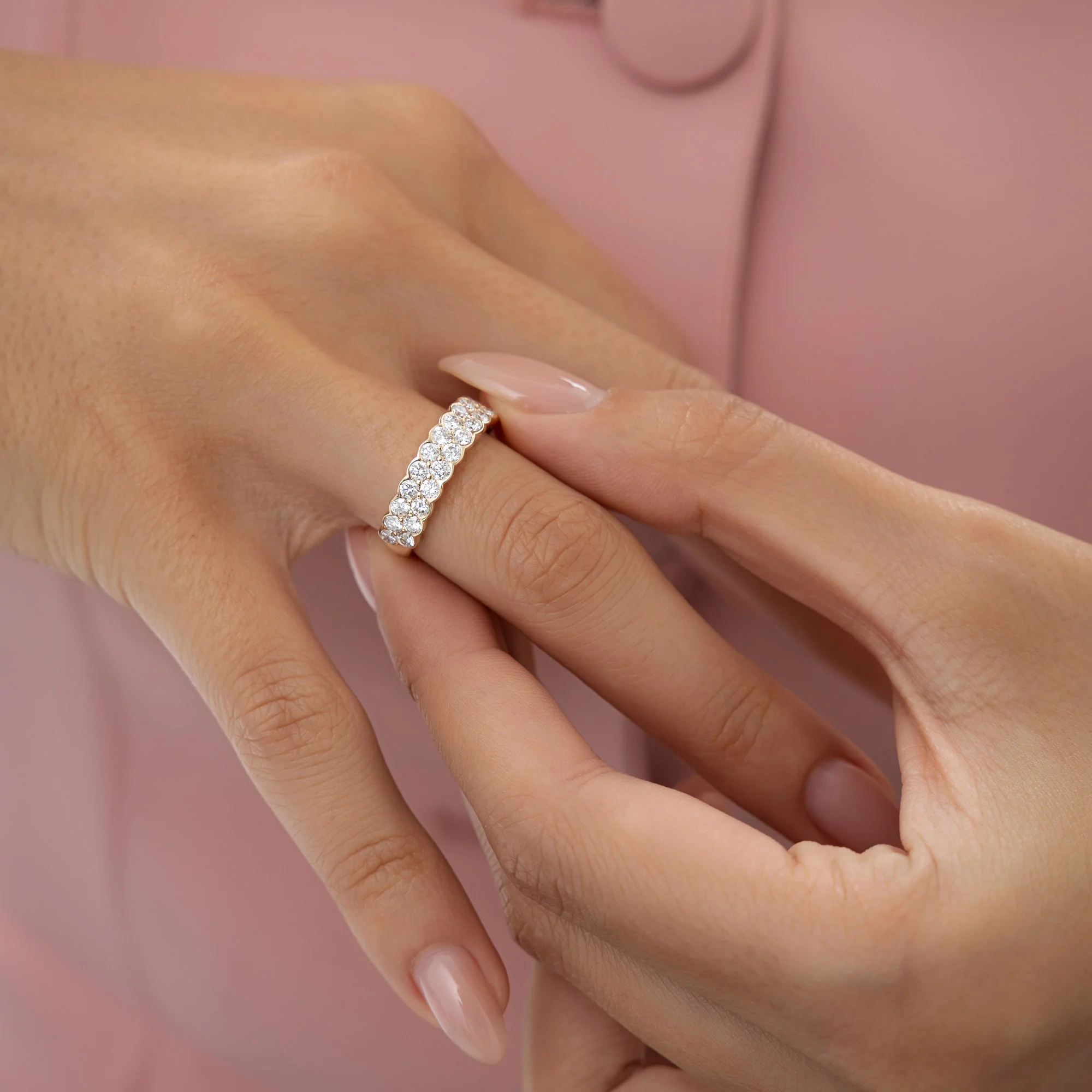 1.25 ctw 14k Double Row Half Bezel Lab Grown Diamond Ring - Sadie - Image 3