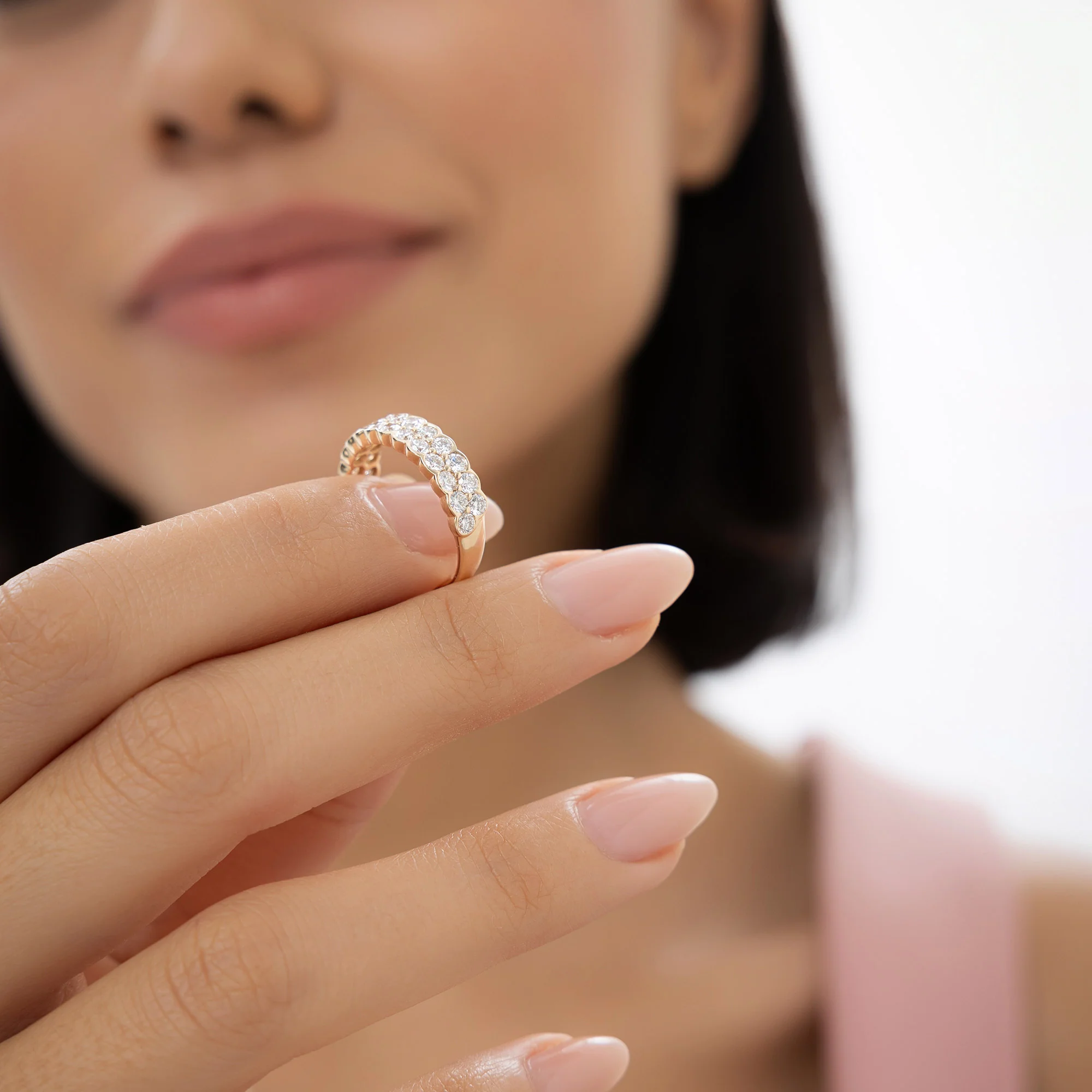 1.25 ctw 14k Double Row Half Bezel Lab Grown Diamond Ring - Sadie - Image 4