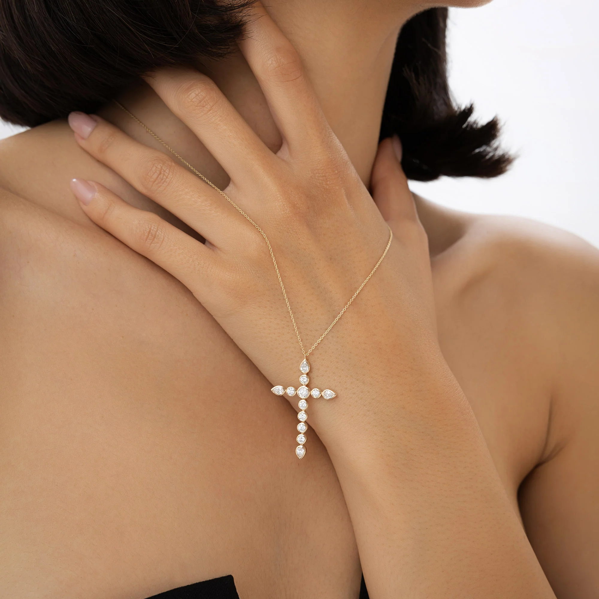 1.25 ctw 14k Mixed Shape Lab Grown Diamond Cross - Iris - Image 4