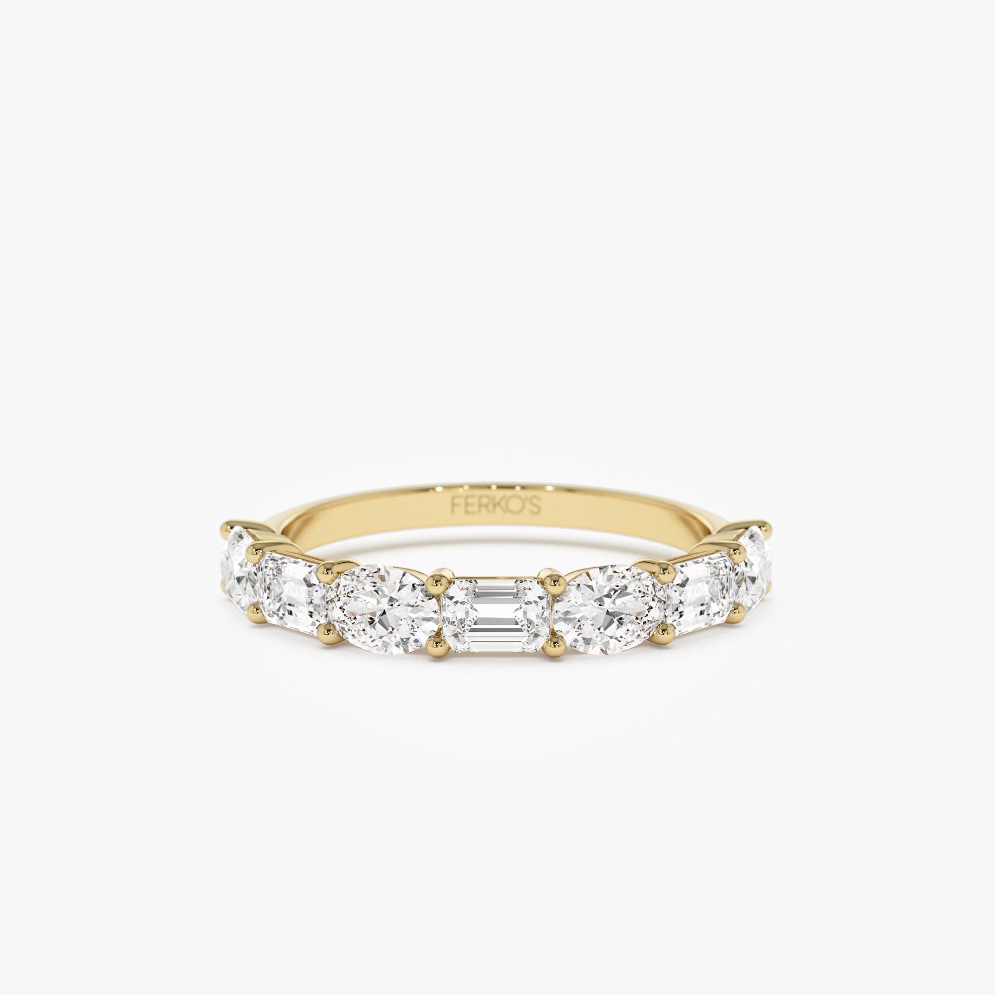 1.30 ctw 14k East West Prong Setting Seven Stone Oval &  Emerald Cut Lab Grown Diamond Ring - Jayleen