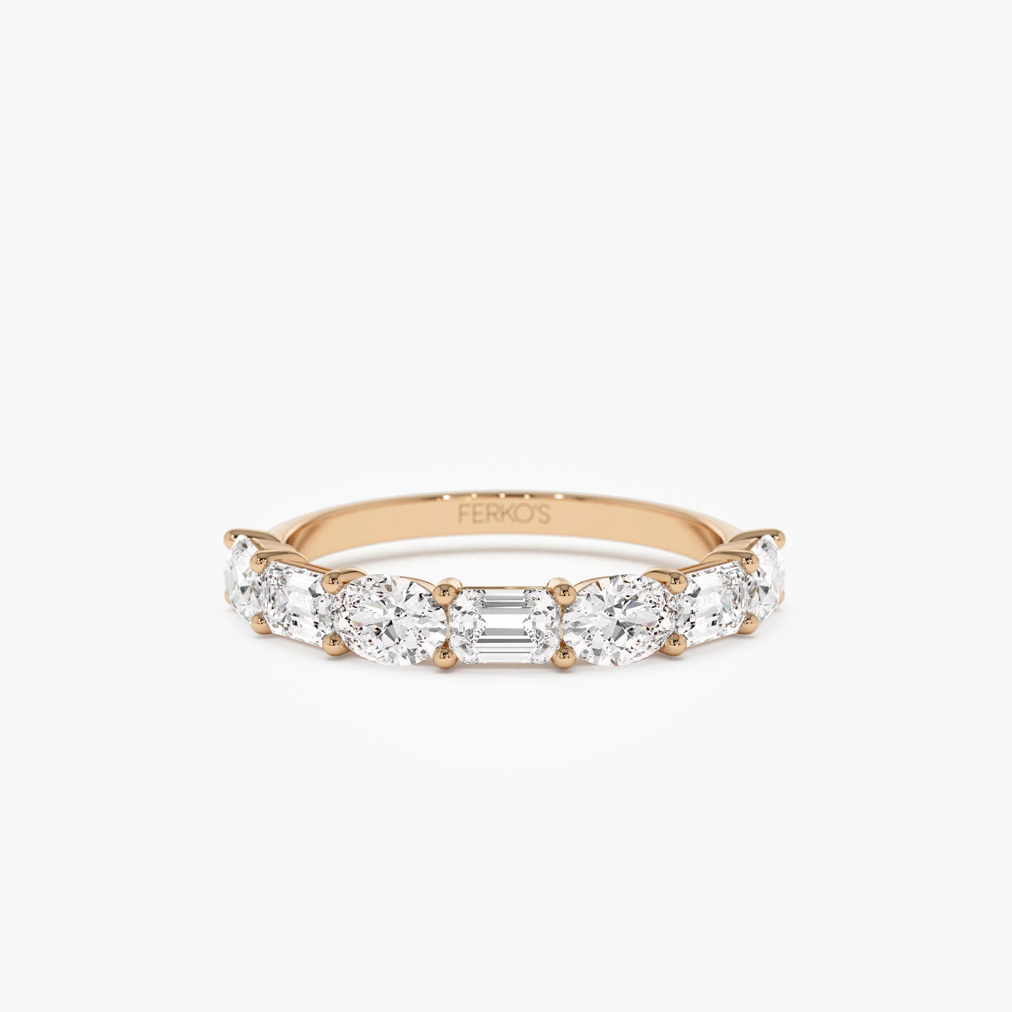 1.30 ctw 14k East West Prong Setting Seven Stone Oval &  Emerald Cut Lab Grown Diamond Ring - Jayleen - Image 6
