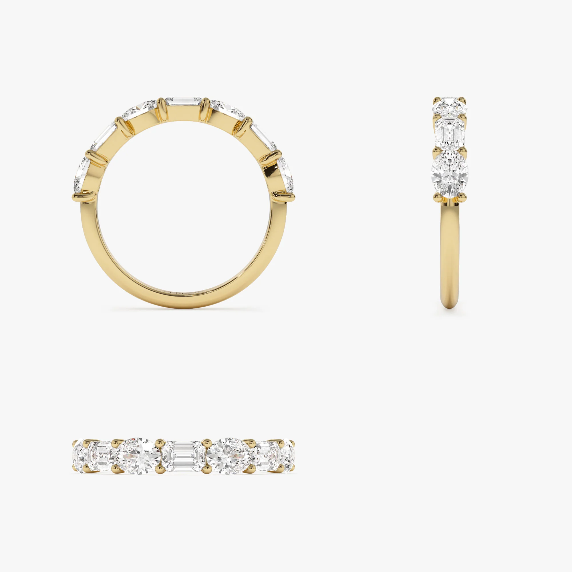 1.30 ctw 14k East West Prong Setting Seven Stone Oval &  Emerald Cut Lab Grown Diamond Ring - Jayleen - Image 8