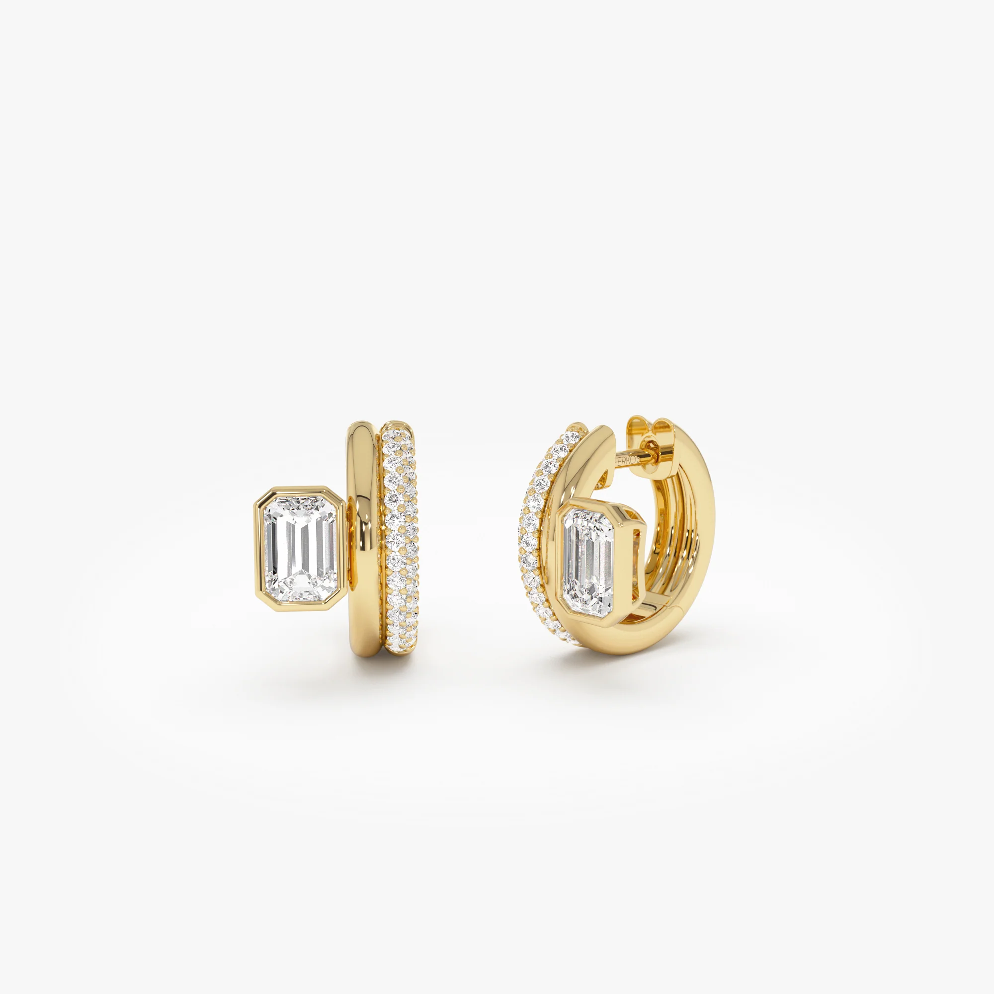 1.35 ctw 14k Lab Grown Emerald Cut Diamond Pavé Huggie Earrings - Gina
