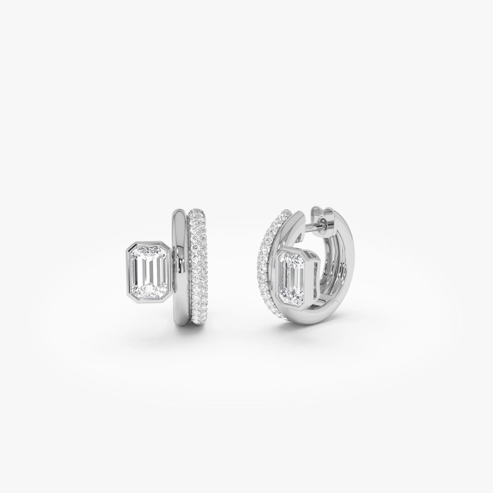 1.35 ctw 14k Lab Grown Emerald Cut Diamond Pavé Huggie Earrings - Gina - Image 6