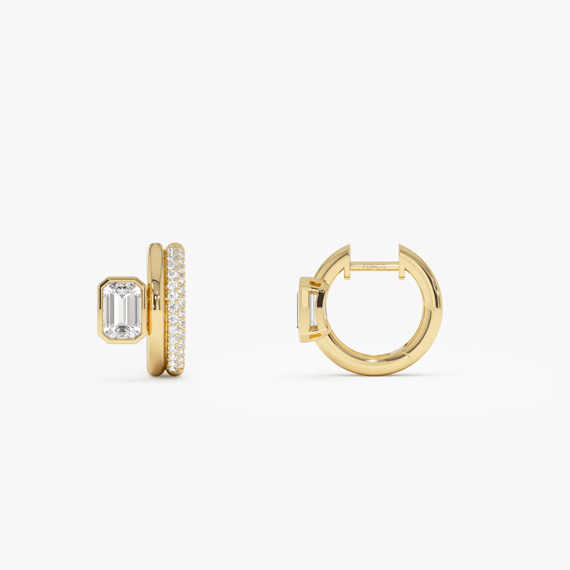 1.35 ctw 14k Lab Grown Emerald Cut Diamond Pavé Huggie Earrings - Gina - Image 8