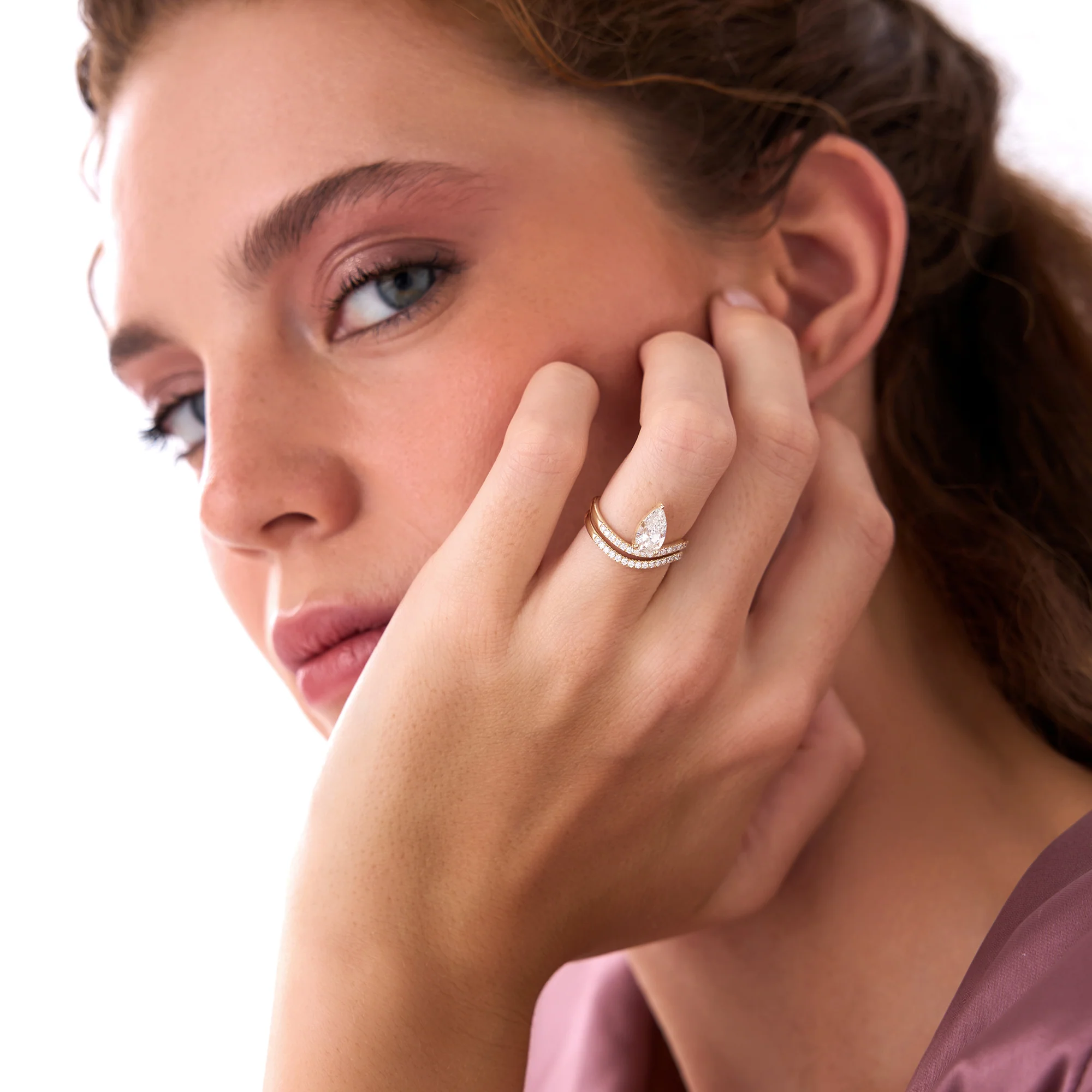 1.35 Ctw 14k Pear Shaped Lab Grown Twisted Pave Band Diamond Engagement Ring - Ivana - Image 2
