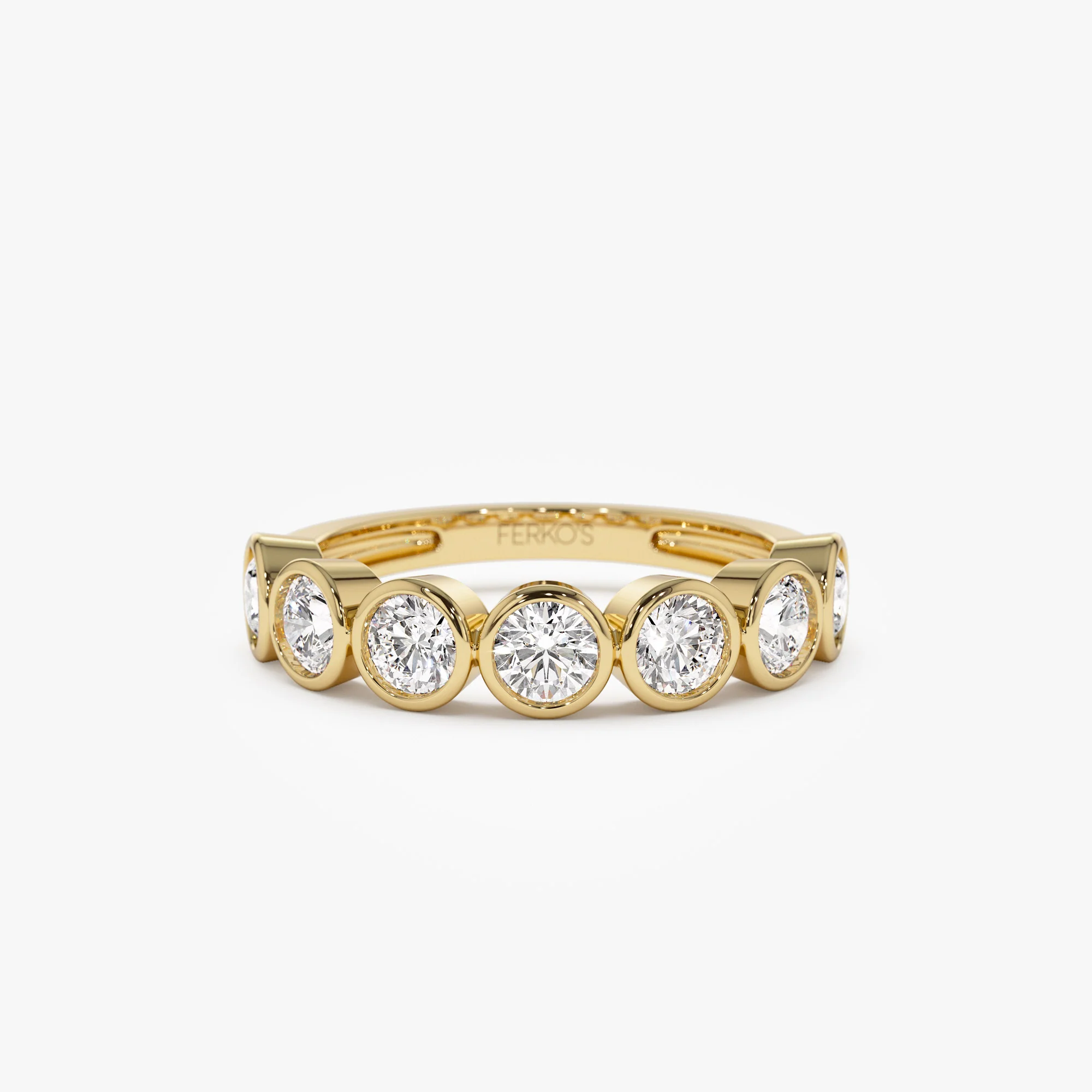 1.45 ctw 14k Bezel Setting Seven Stone Round Lab Grown Diamond Ring - Mila