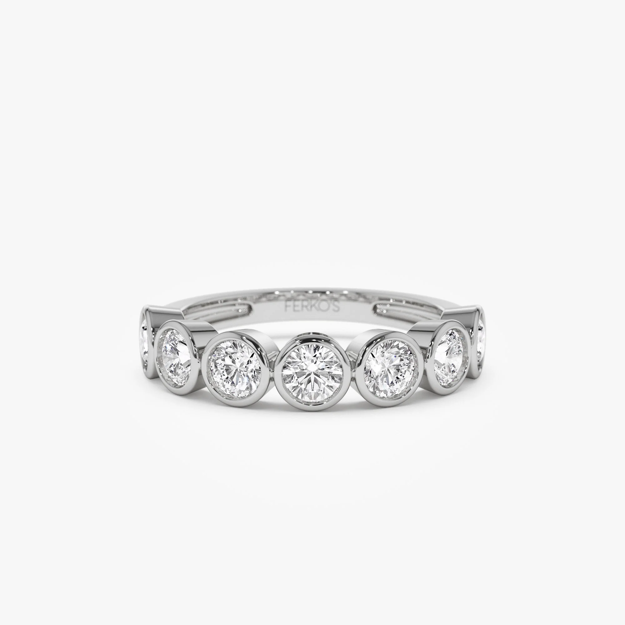 1.45 ctw 14k Bezel Setting Seven Stone Round Lab Grown Diamond Ring - Mila - Image 6