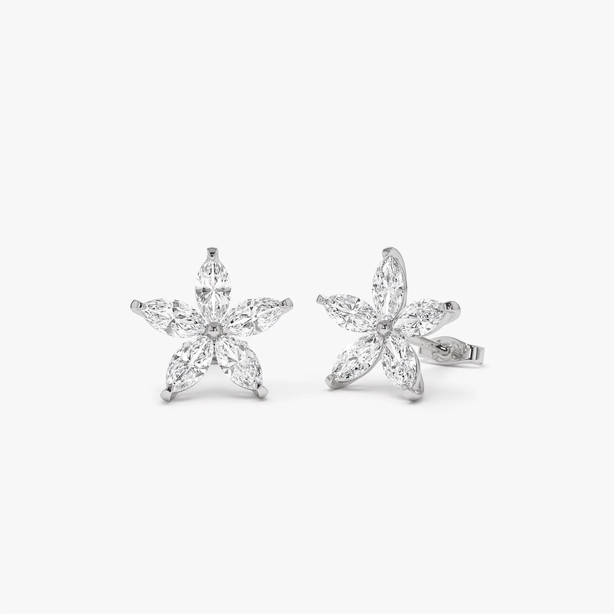 1.45 ctw 14k Marquise Shaped Lab Grown Diamond Floral Studs - Maya - Image 4
