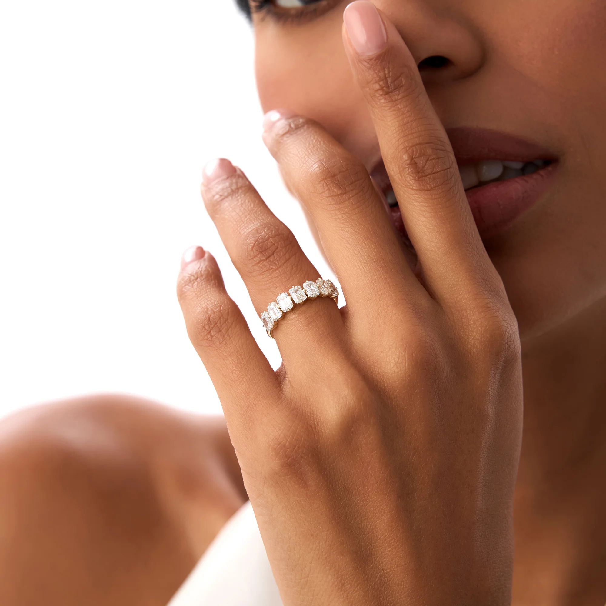 1.48ctw Emerald Cut Lab Diamond Anniversary Ring - Pina - Image 2