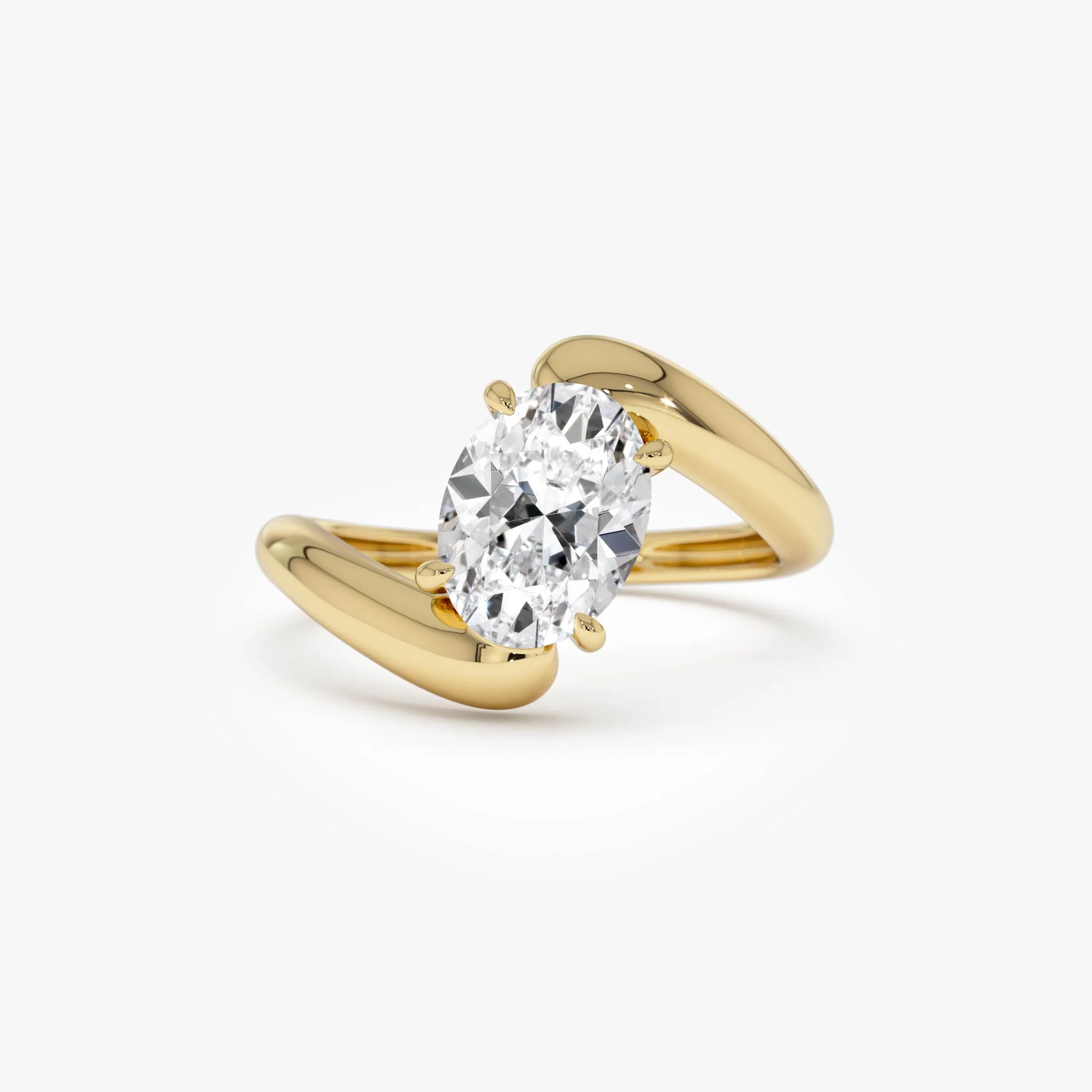 1.50 Ctw 14k Lab Grown Oval Shaped Diamond Bypass Ring - Flavia