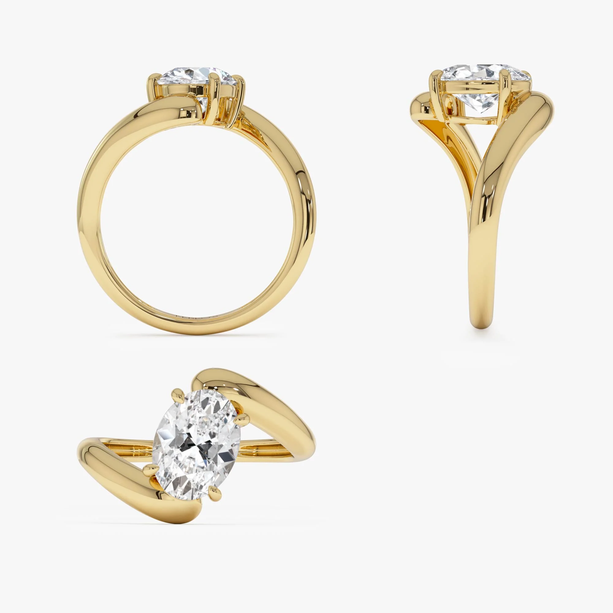 1.50 Ctw 14k Lab Grown Oval Shaped Diamond Bypass Ring - Flavia - Image 10