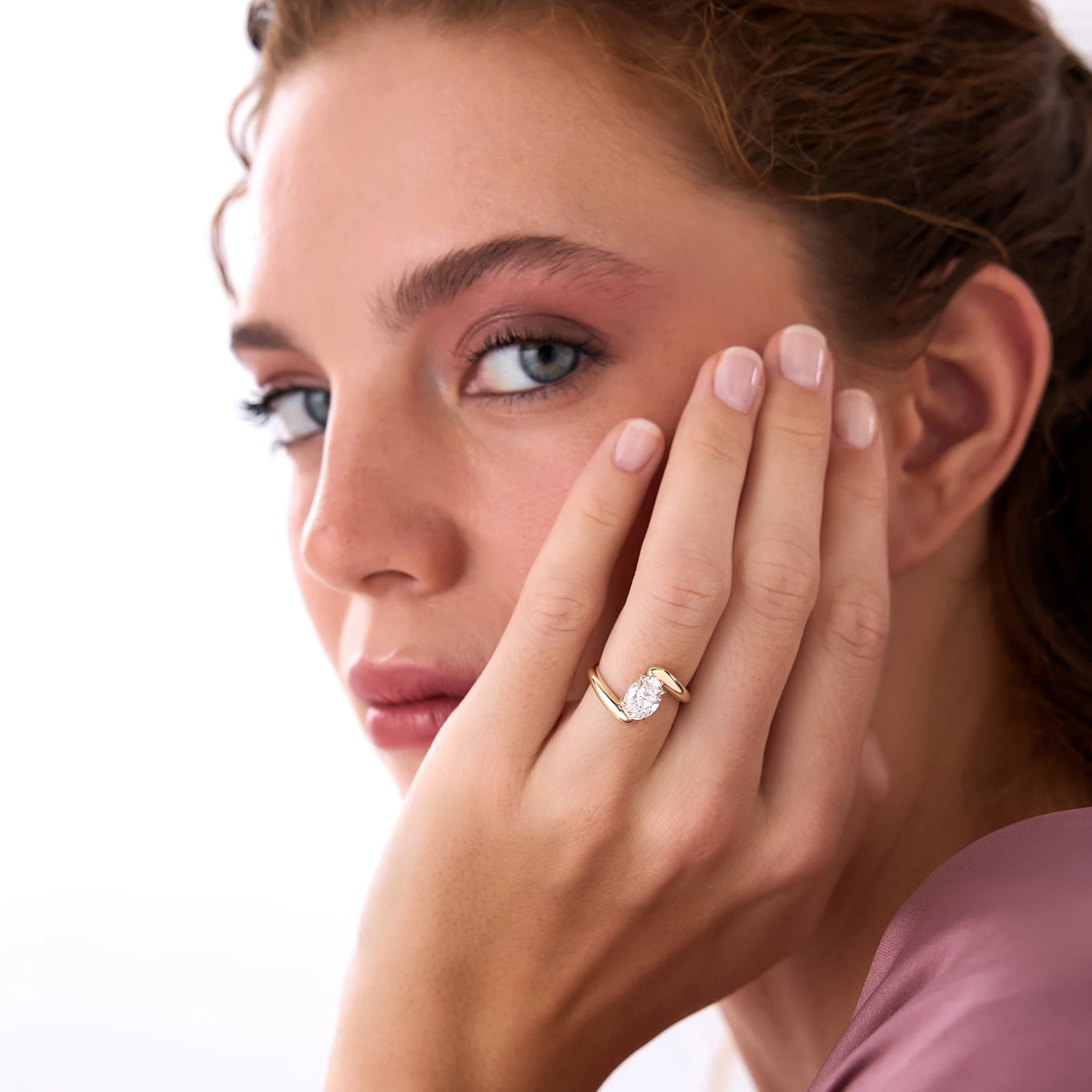 1.50 Ctw 14k Lab Grown Oval Shaped Diamond Bypass Ring - Flavia - Image 4