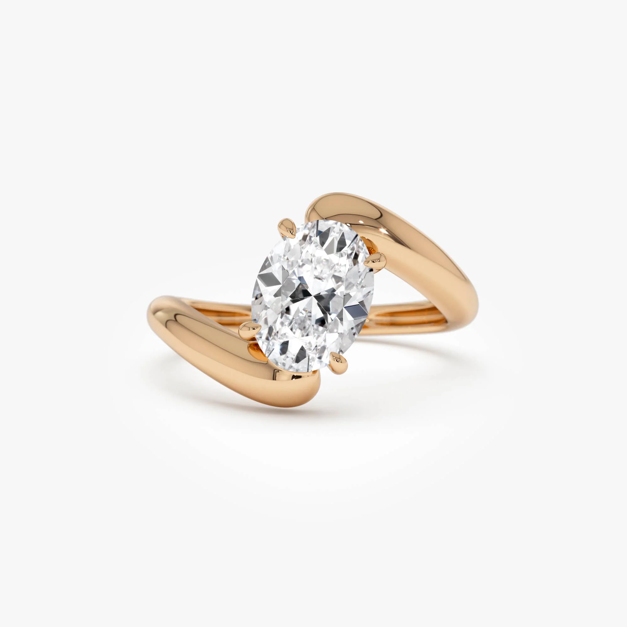 1.50 Ctw 14k Lab Grown Oval Shaped Diamond Bypass Ring - Flavia - Image 7