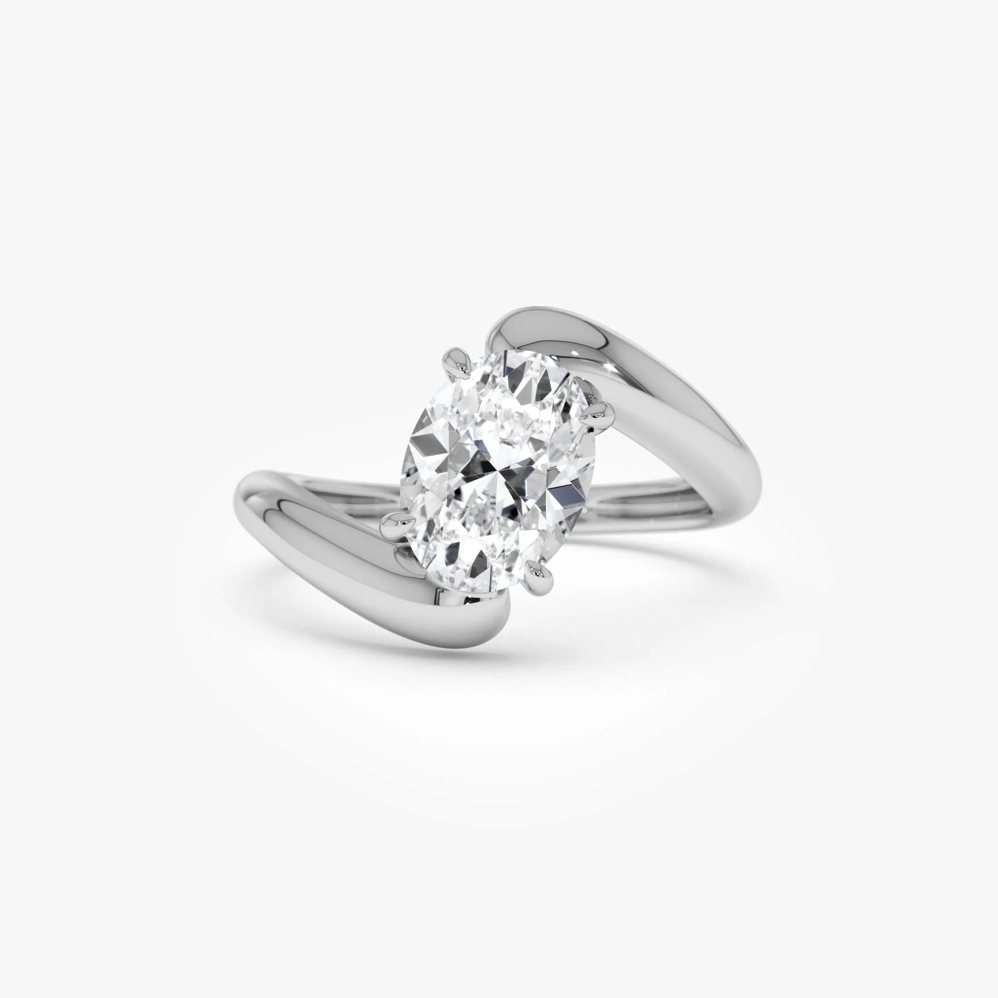 1.50 Ctw 14k Lab Grown Oval Shaped Diamond Bypass Ring - Flavia - Image 8