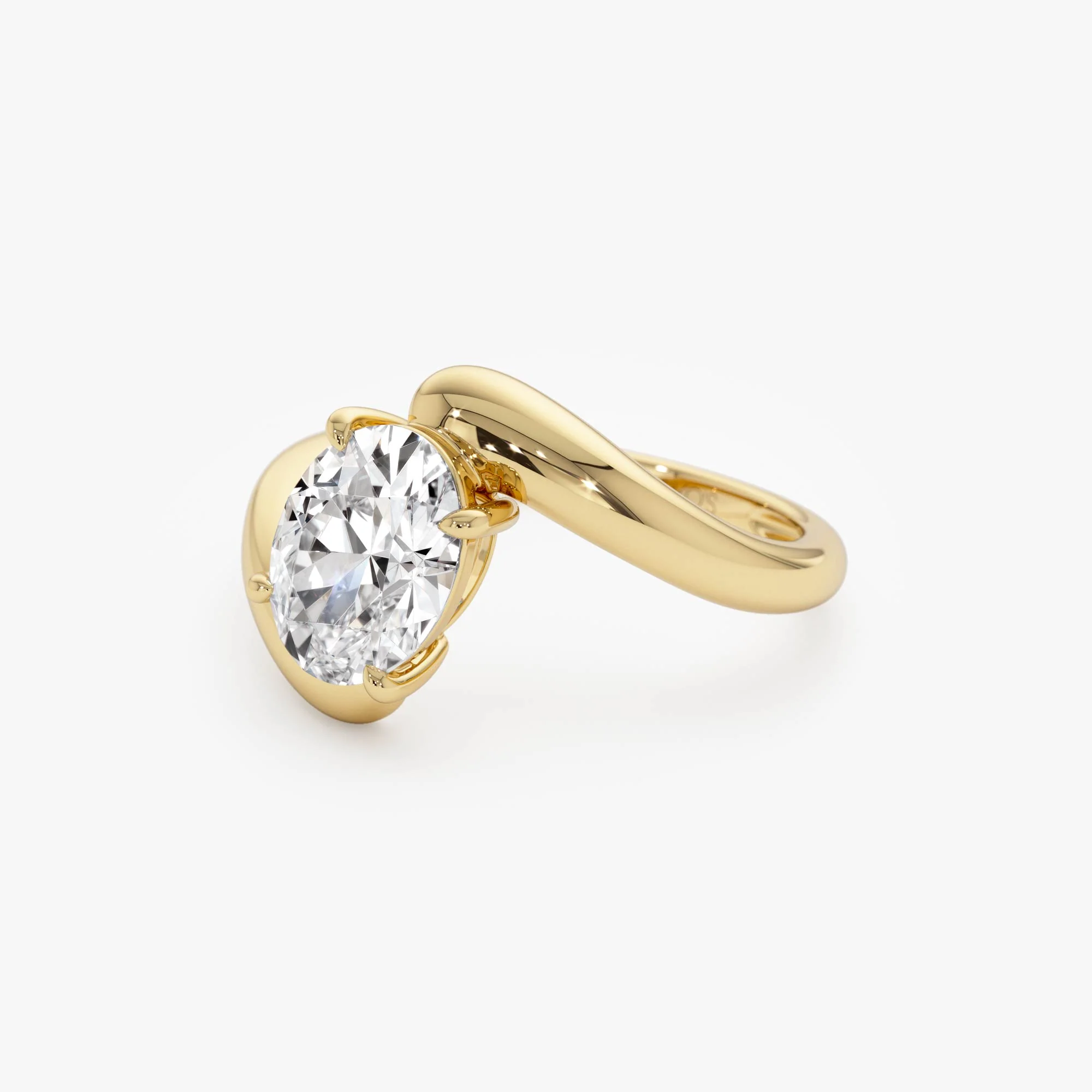 1.50 Ctw 14k Lab Grown Oval Shaped Diamond Bypass Ring - Flavia - Image 9