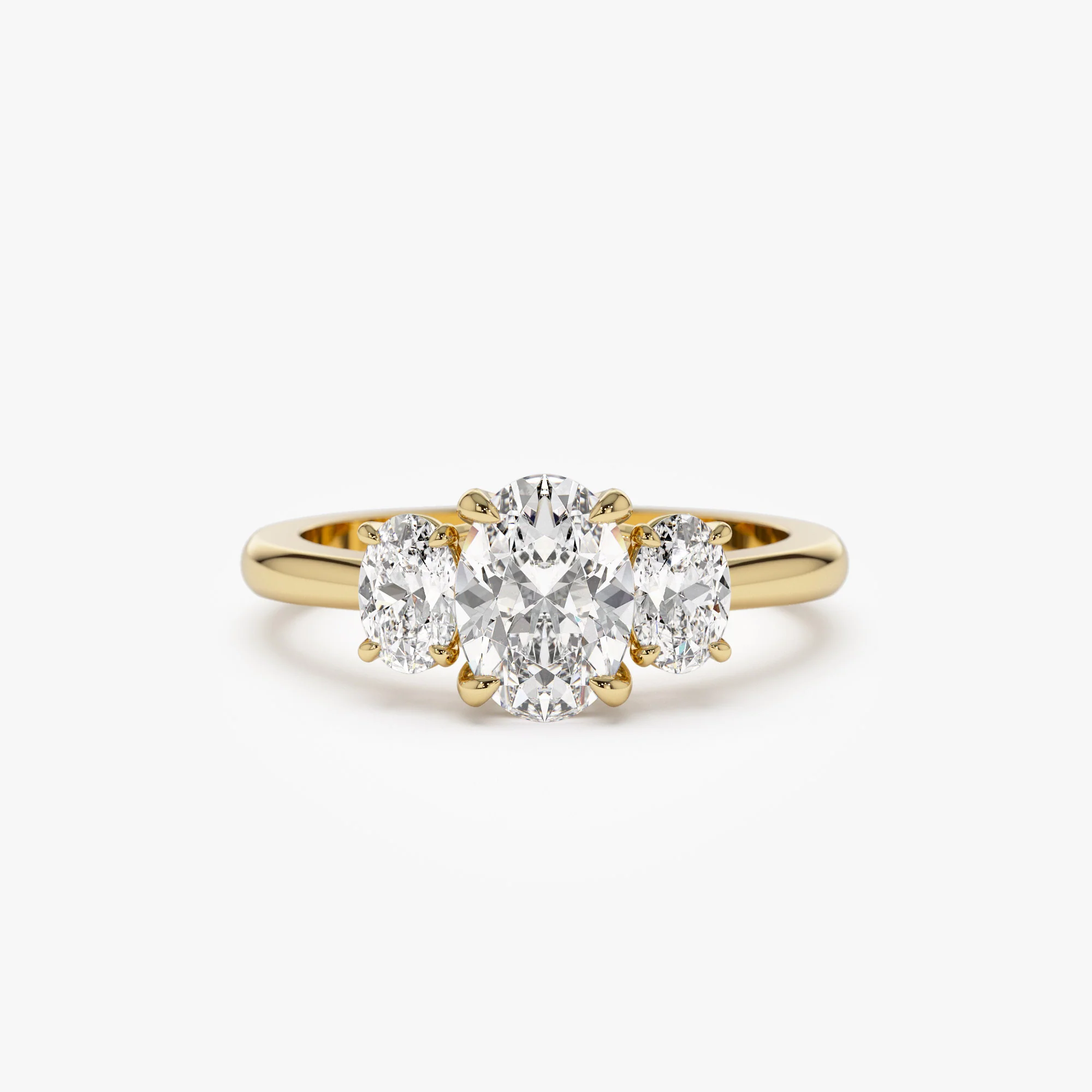 1.50 ctw 14k Oval Shape Lab Grown Diamond Three Stone Engagement Ring - Serena