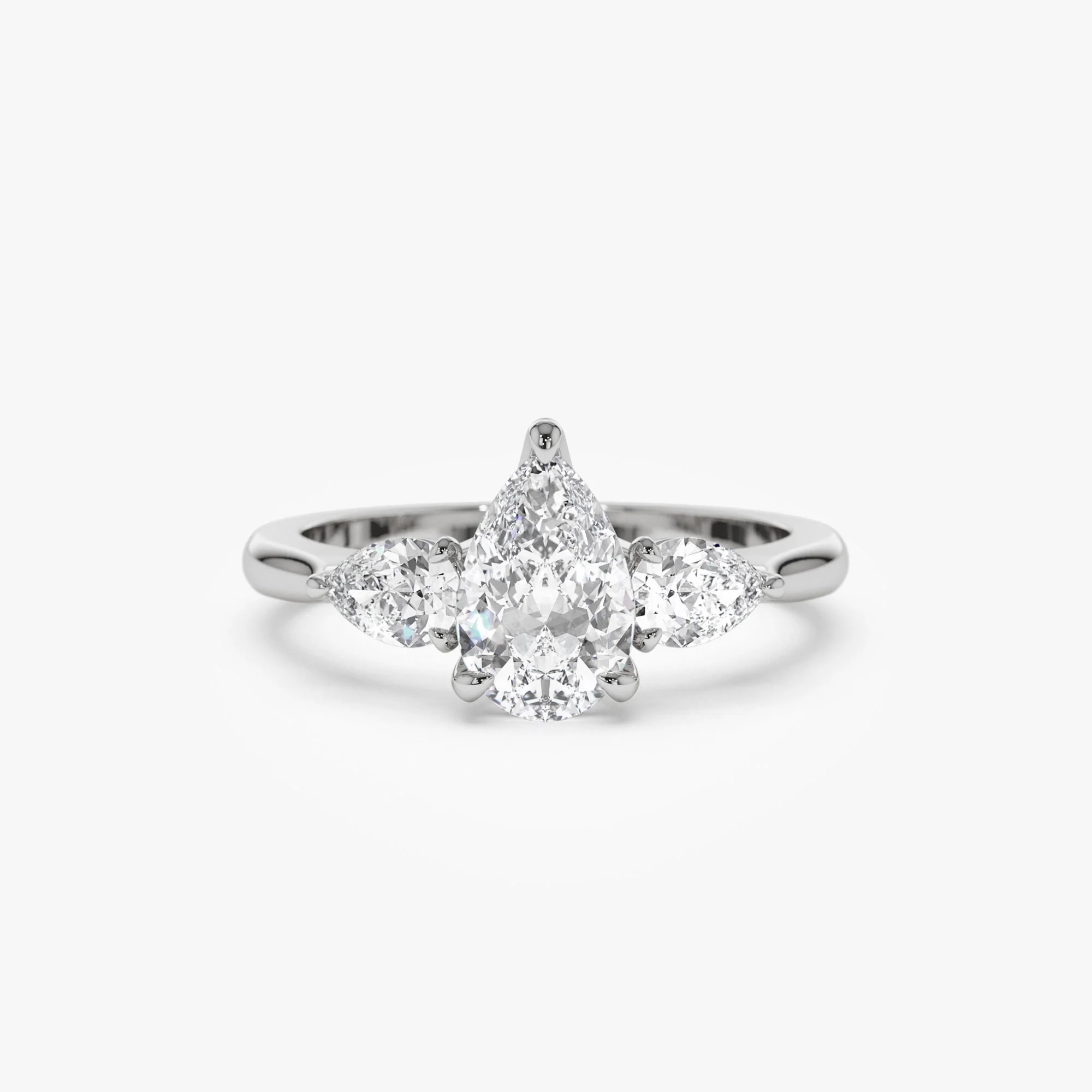 1.50 ctw 14k Pear Shaped Lab Grown Diamond Three Stone Engagement Ring - Emma - Image 6