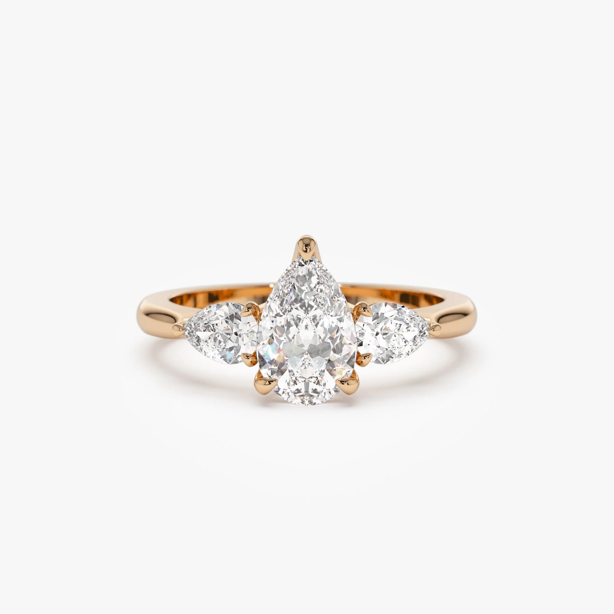 1.50 ctw 14k Pear Shaped Lab Grown Diamond Three Stone Engagement Ring - Emma - Image 7