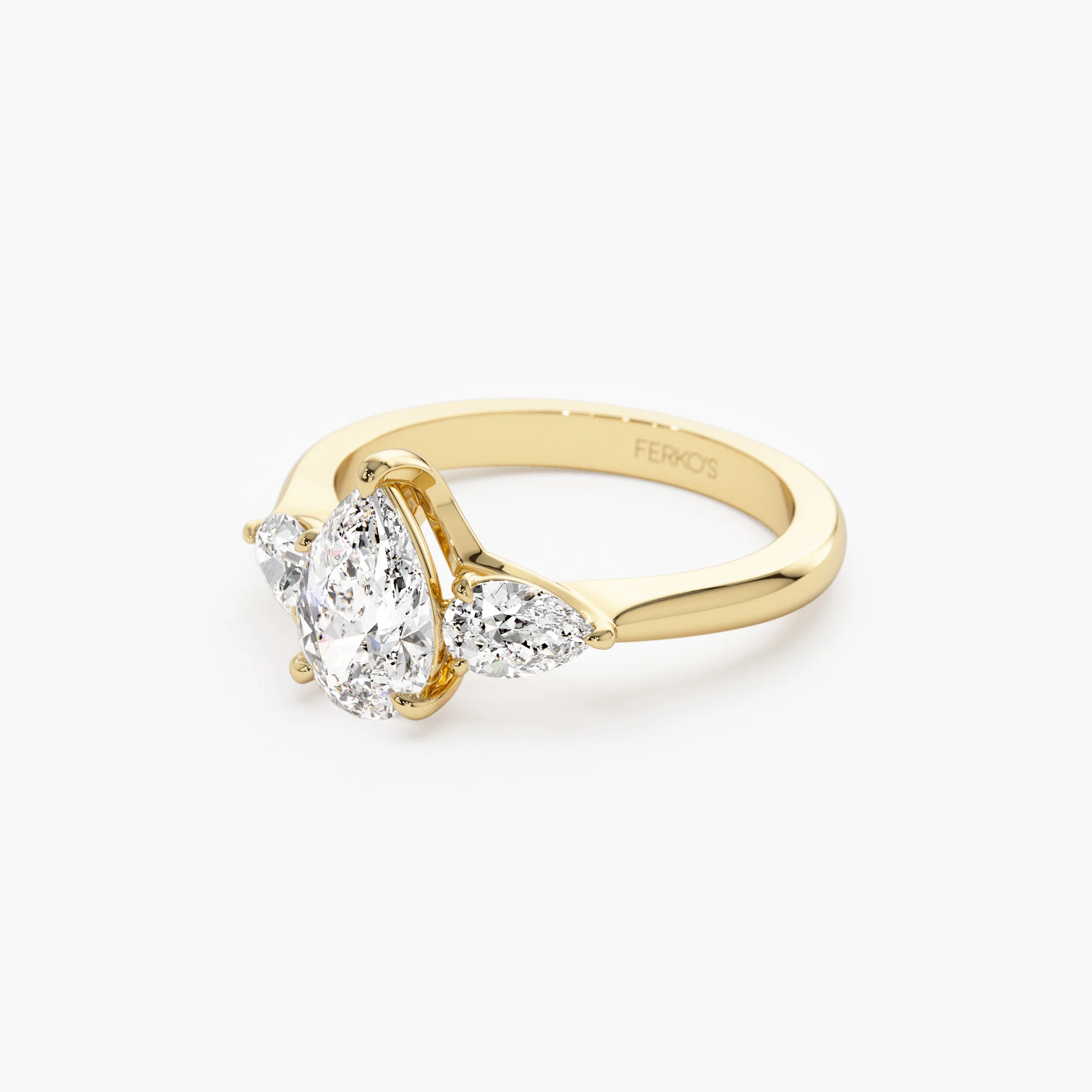 1.50 ctw 14k Pear Shaped Lab Grown Diamond Three Stone Engagement Ring - Emma - Image 8