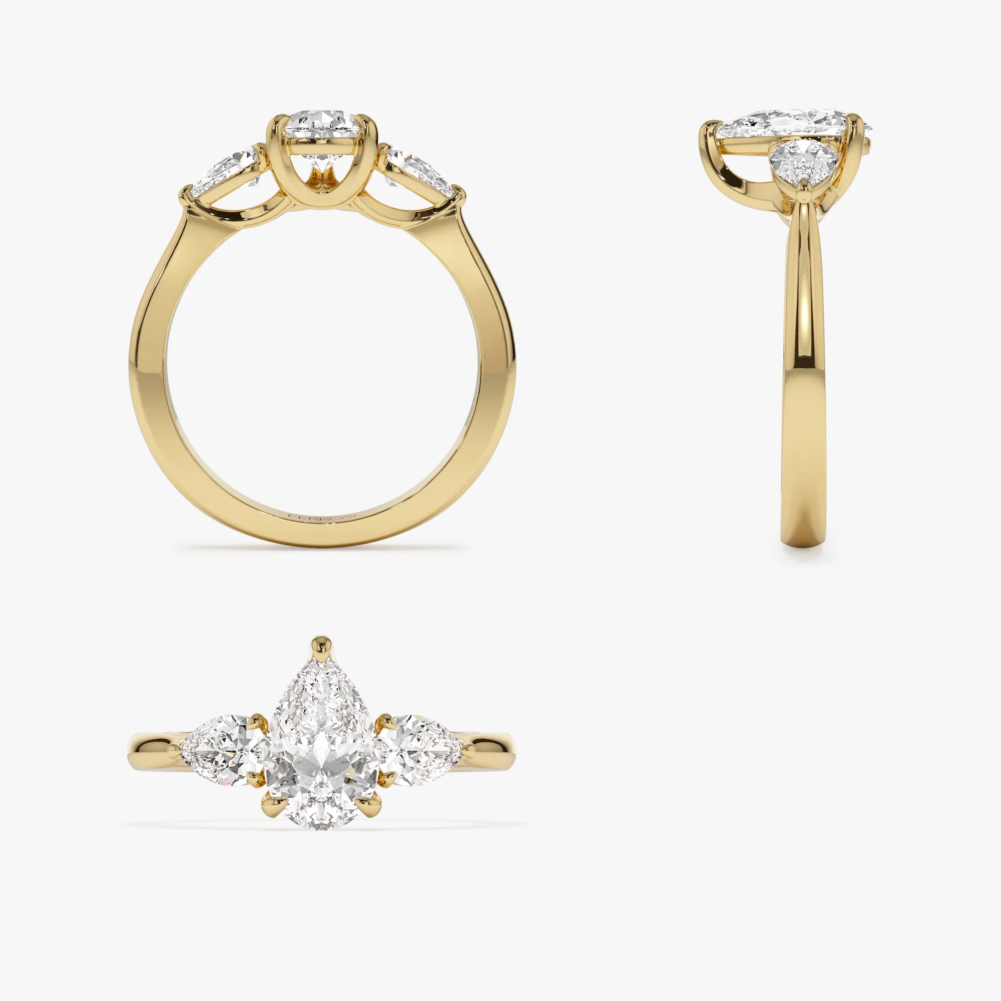 1.50 ctw 14k Pear Shaped Lab Grown Diamond Three Stone Engagement Ring - Emma - Image 9