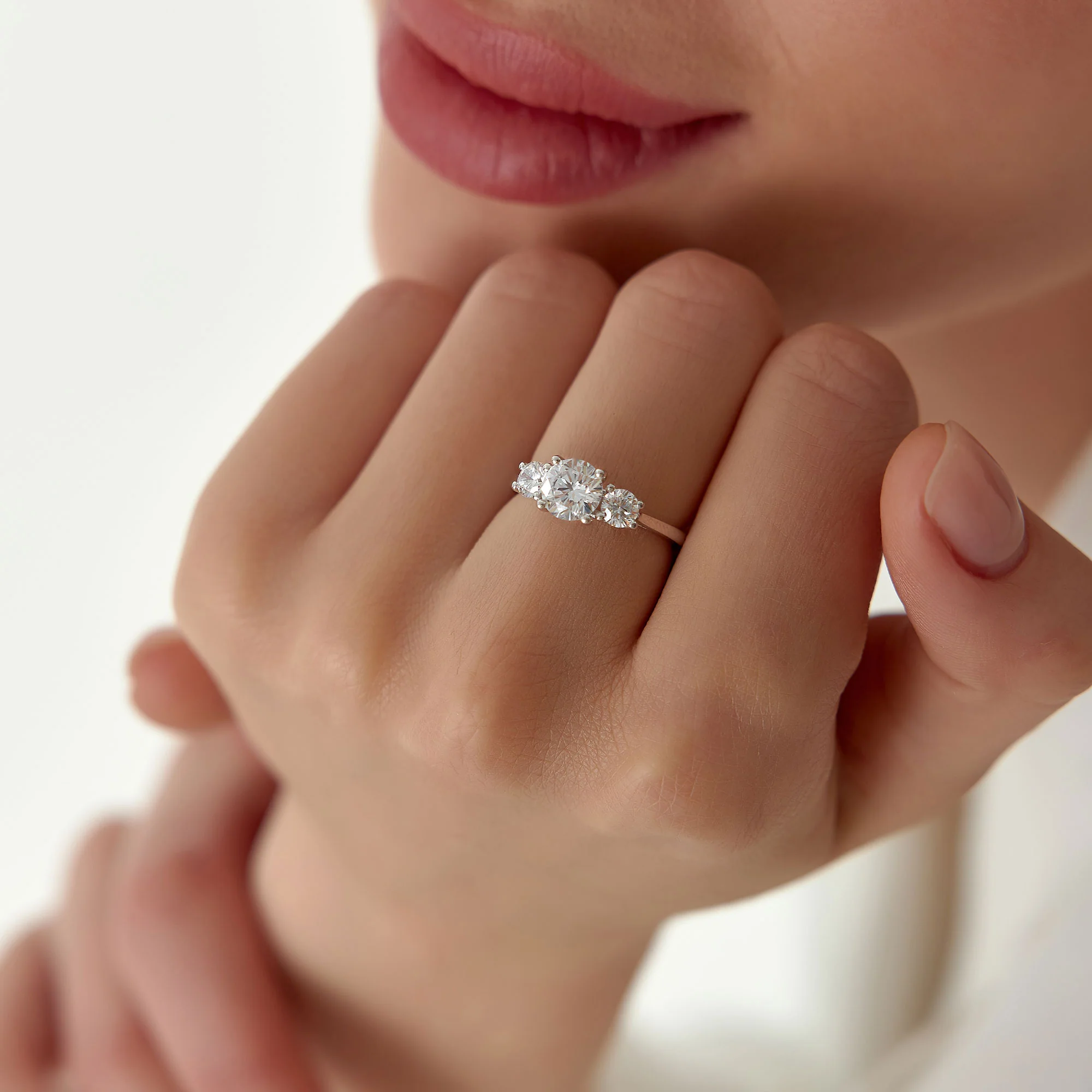 1.50 ctw 14k Round Lab Grown Diamond Three Stone Engagement Ring - Grace - Image 2