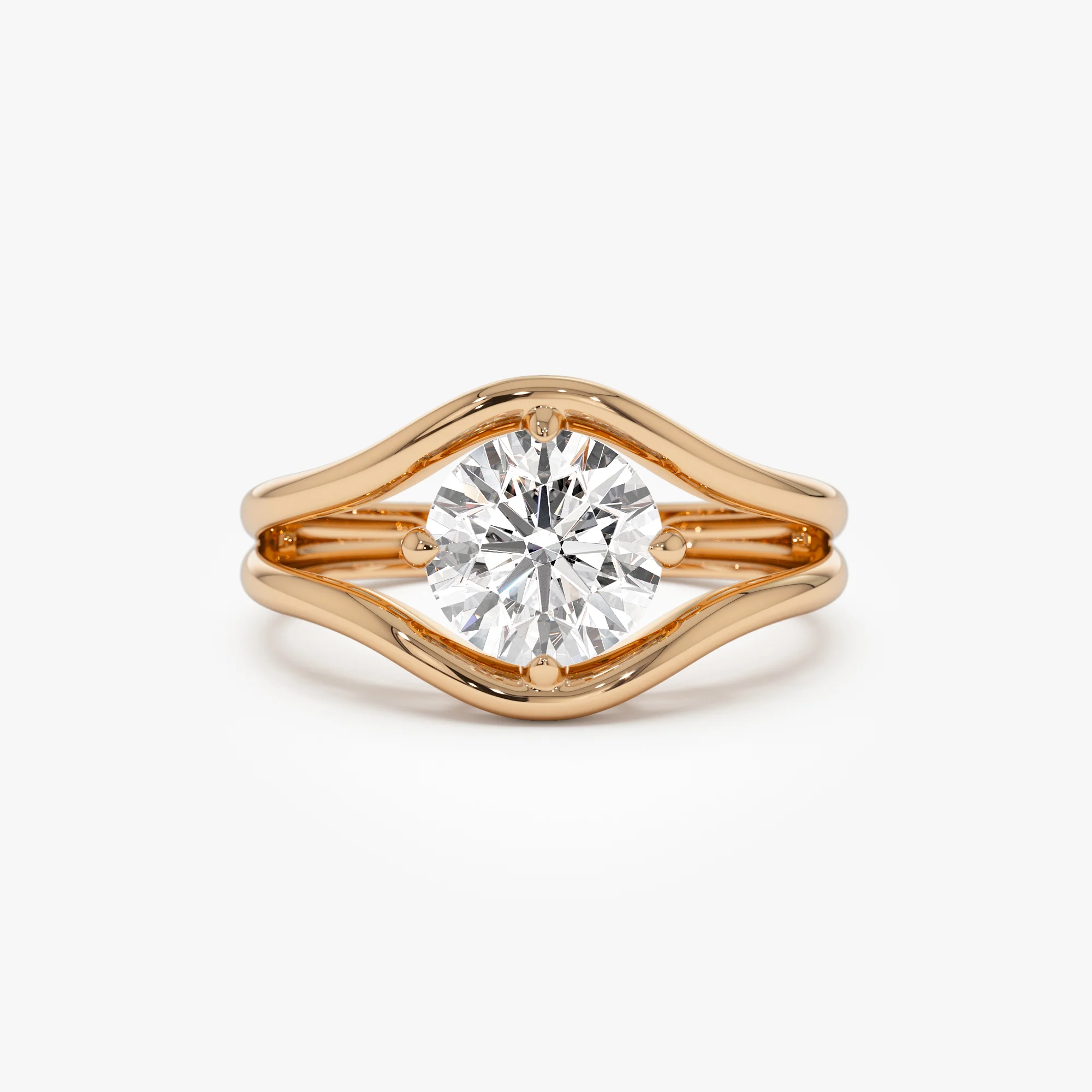 1.50 ctw 14k Split Shank Unique Round Lab Grown Diamond Engagement Ring - Bella - Image 5