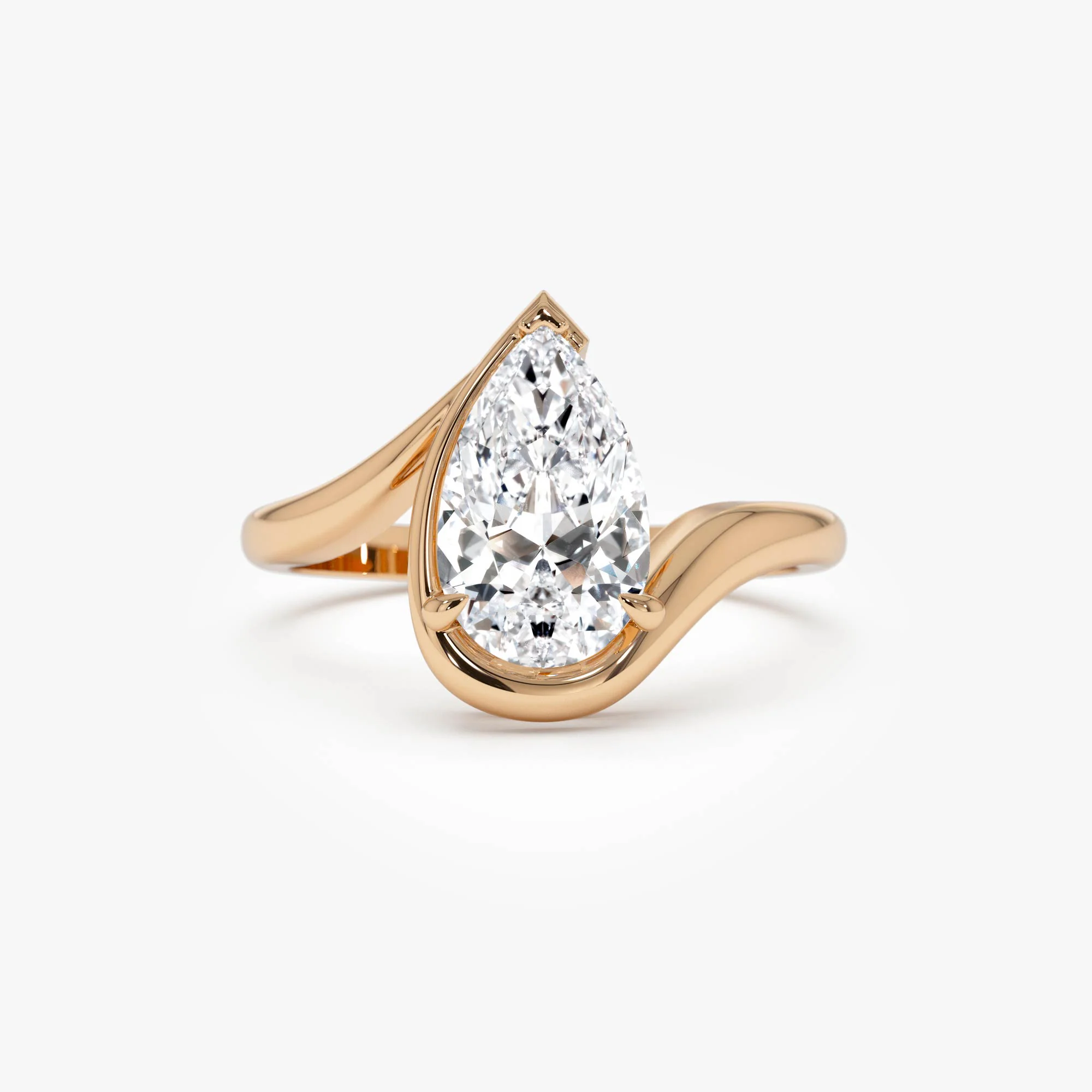 1.50 Ctwt 14k Gold Lab Grown Pear Diamond Ring with Bypass Design - Novelle - Image 6