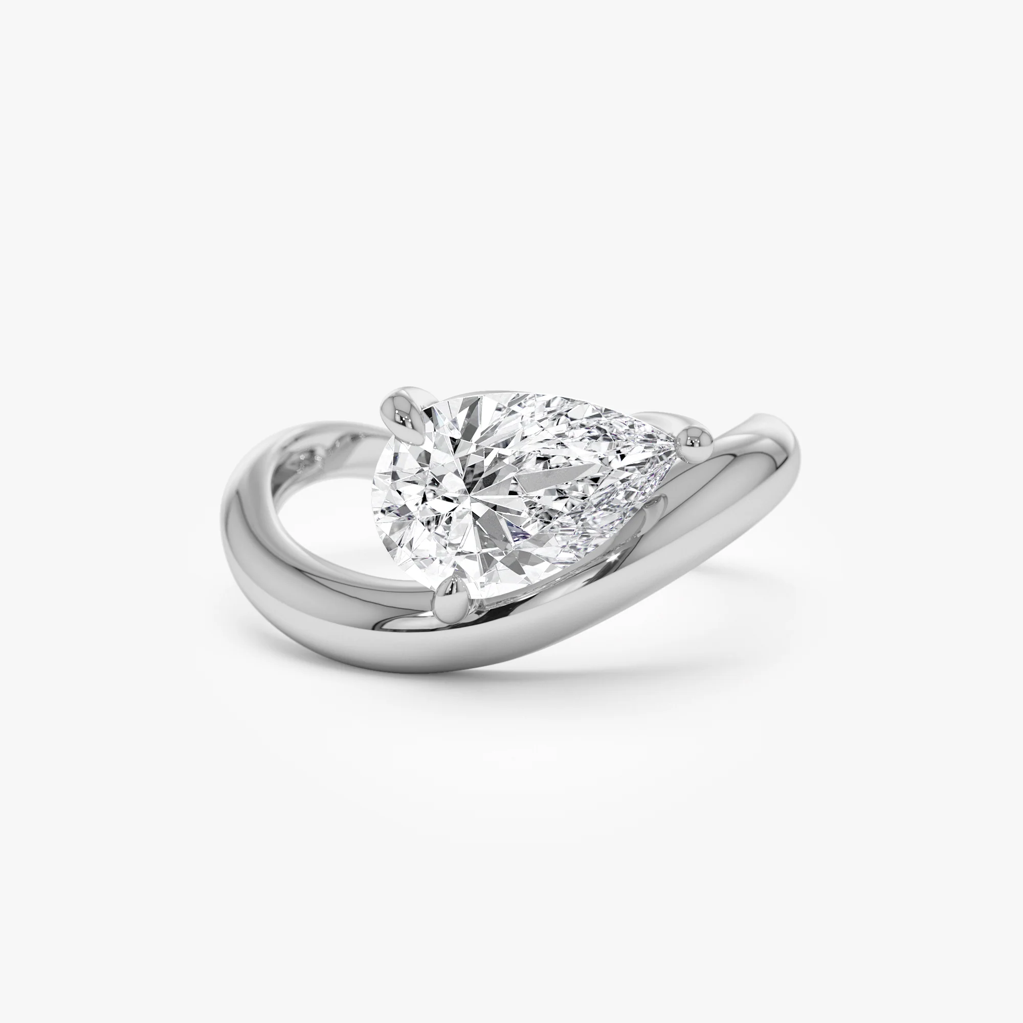 1.55 ctw 14k Lab Grown Pear Shaped Wave Diamond Engagement Ring - Sophie - Image 5