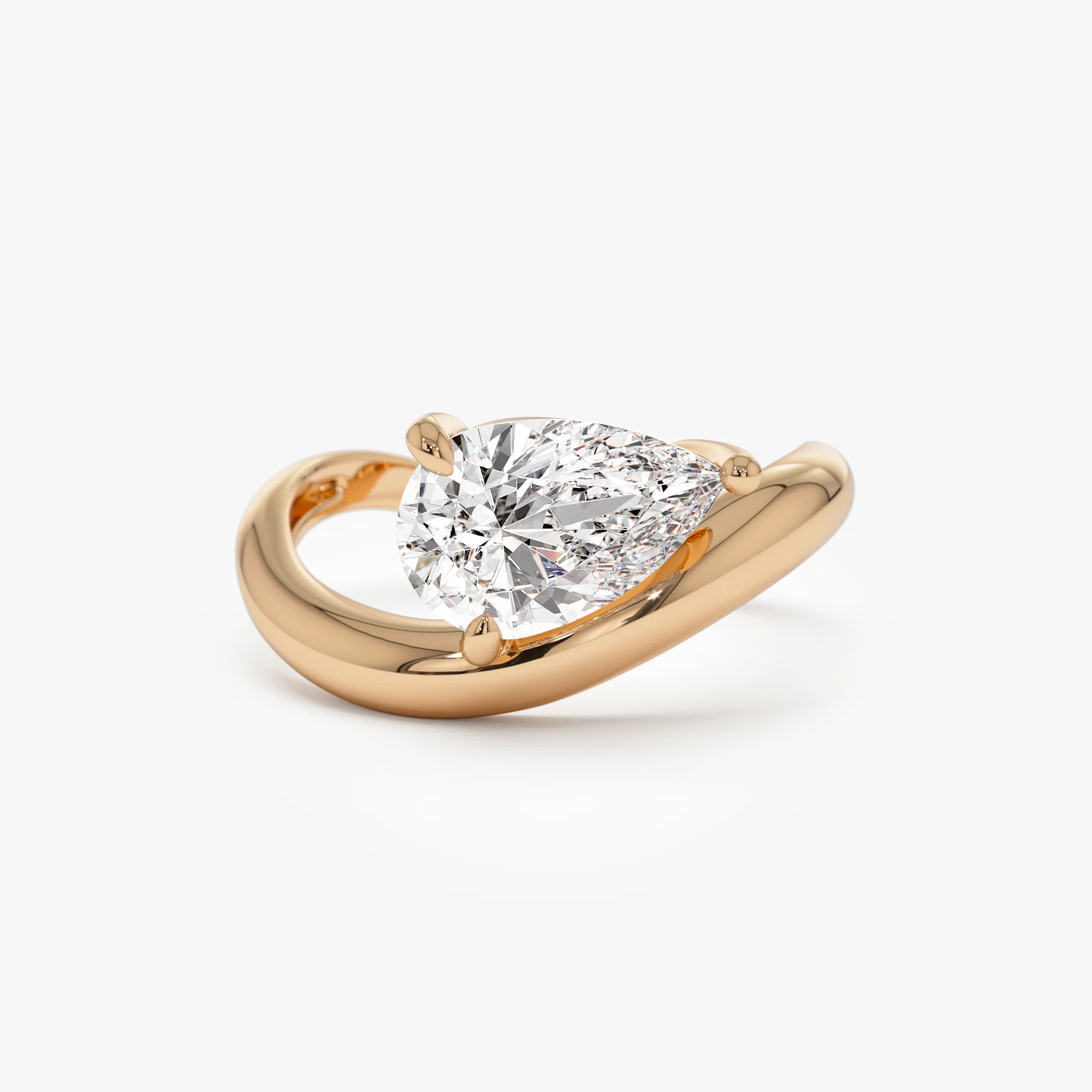 1.55 ctw 14k Lab Grown Pear Shaped Wave Diamond Engagement Ring - Sophie - Image 6