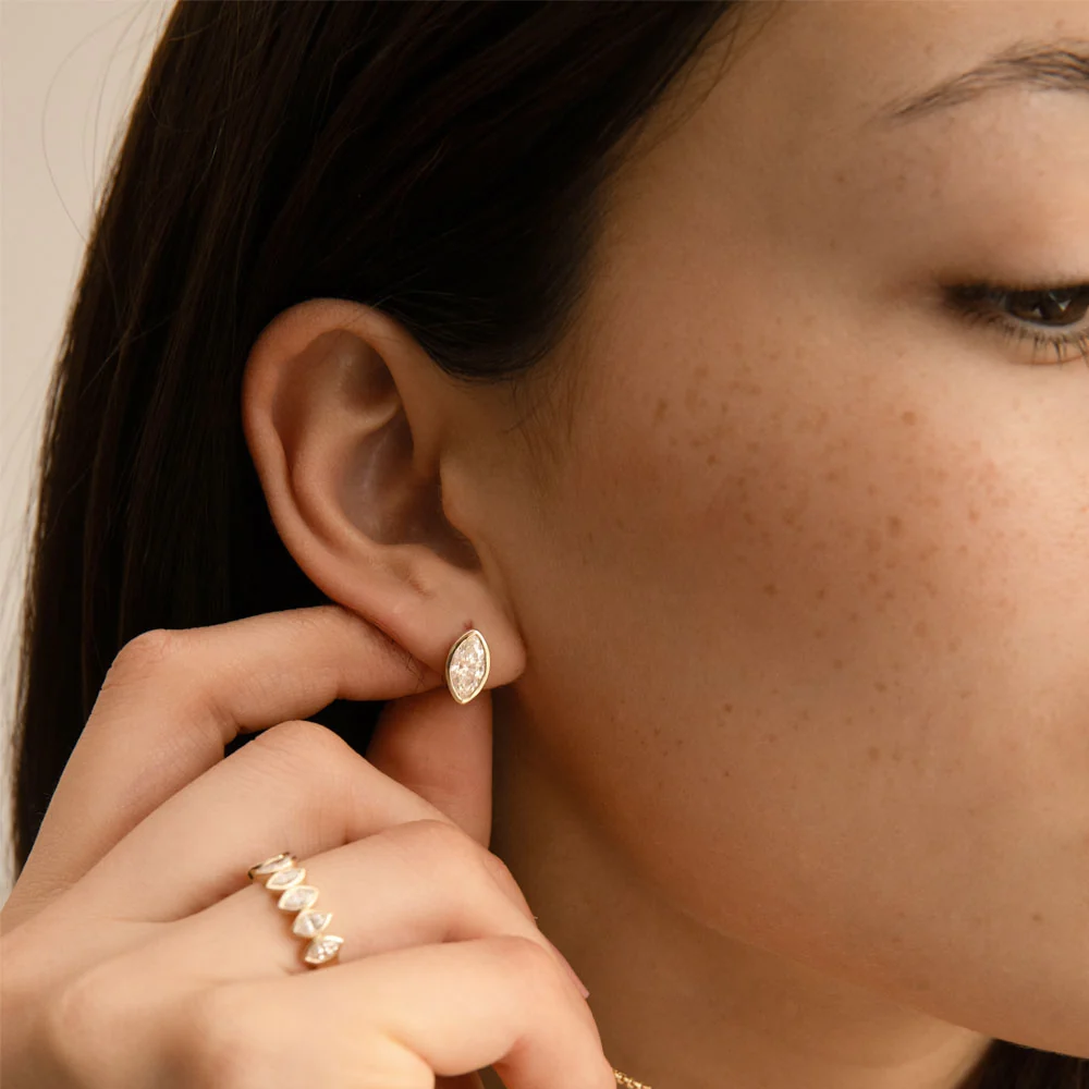 1.55 Ctw 14k Lab Grown Marquise Diamond Bezel Statement Earrings - Hala - Image 4