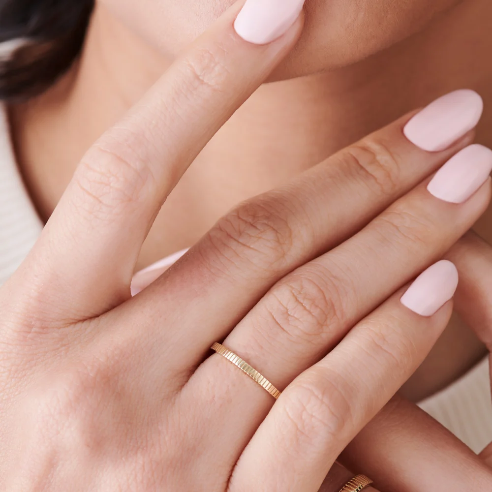 1.5MM Ribbed Ring in 14k Gold - Image 4