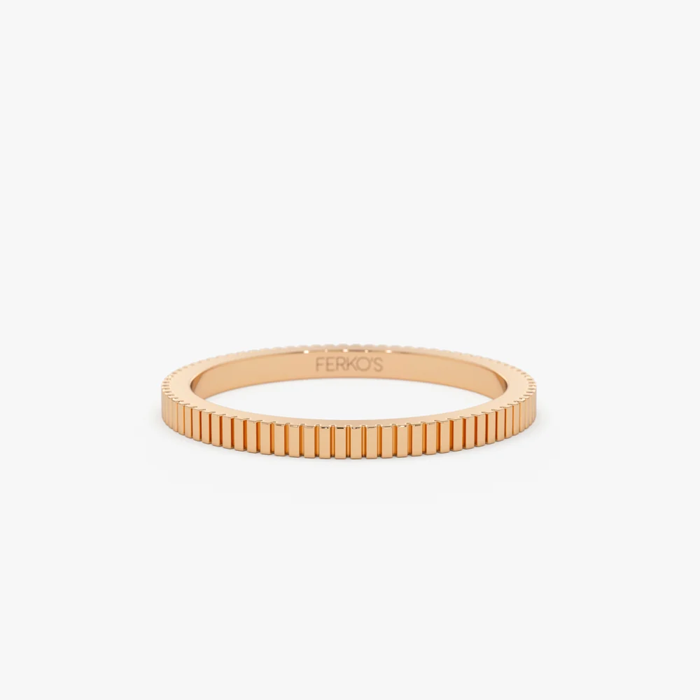 1.5MM Ribbed Ring in 14k Gold - Image 5