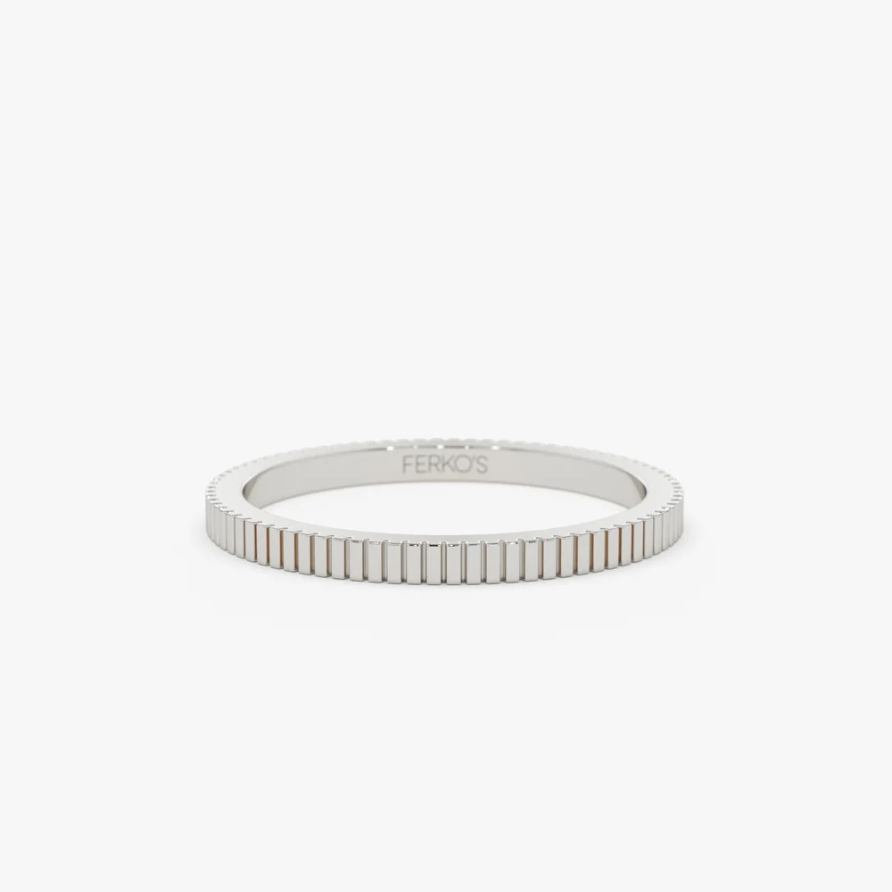 1.5MM Ribbed Ring in 14k Gold - Image 6