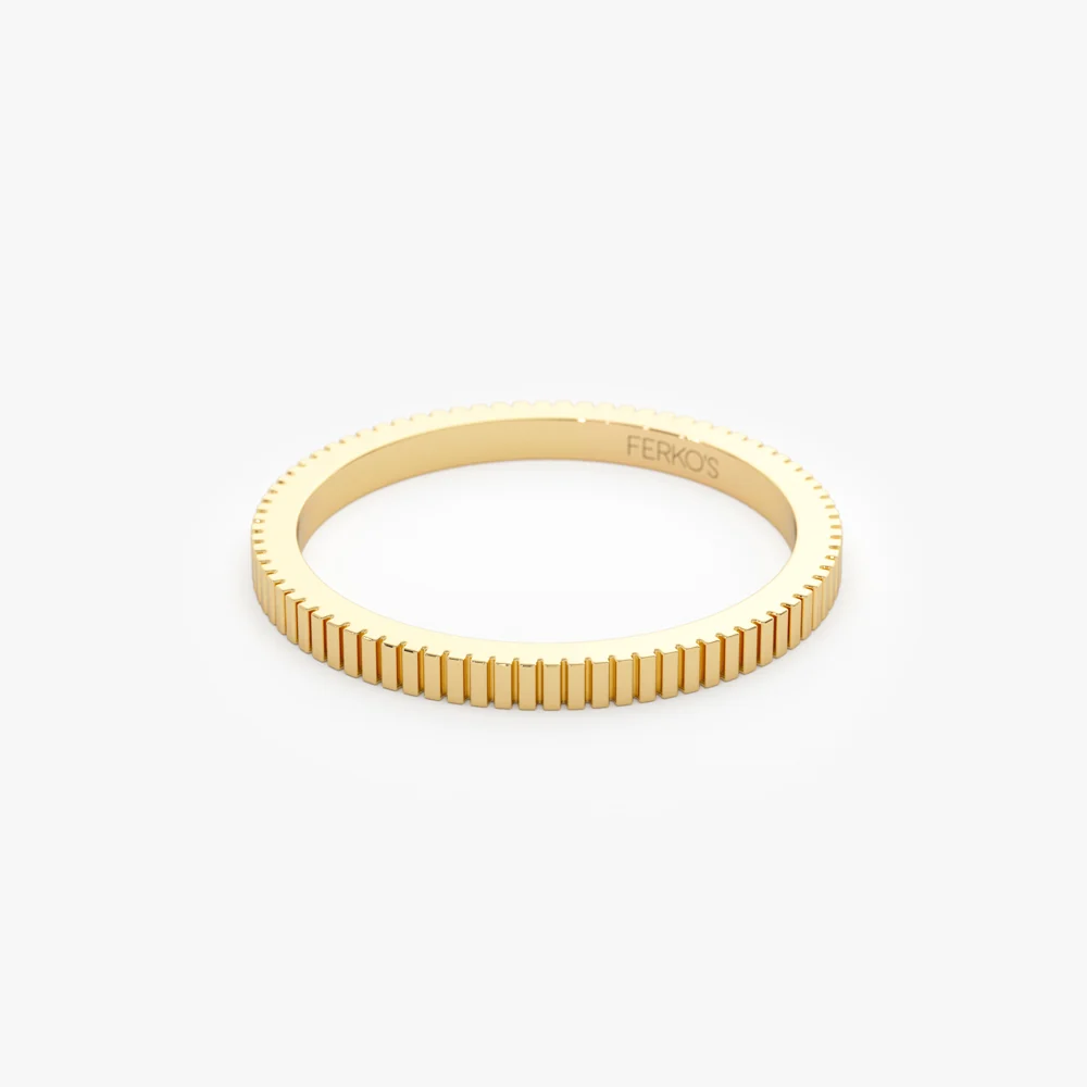 1.5MM Ribbed Ring in 14k Gold - Image 7