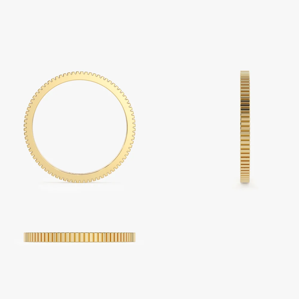 1.5MM Ribbed Ring in 14k Gold - Image 8