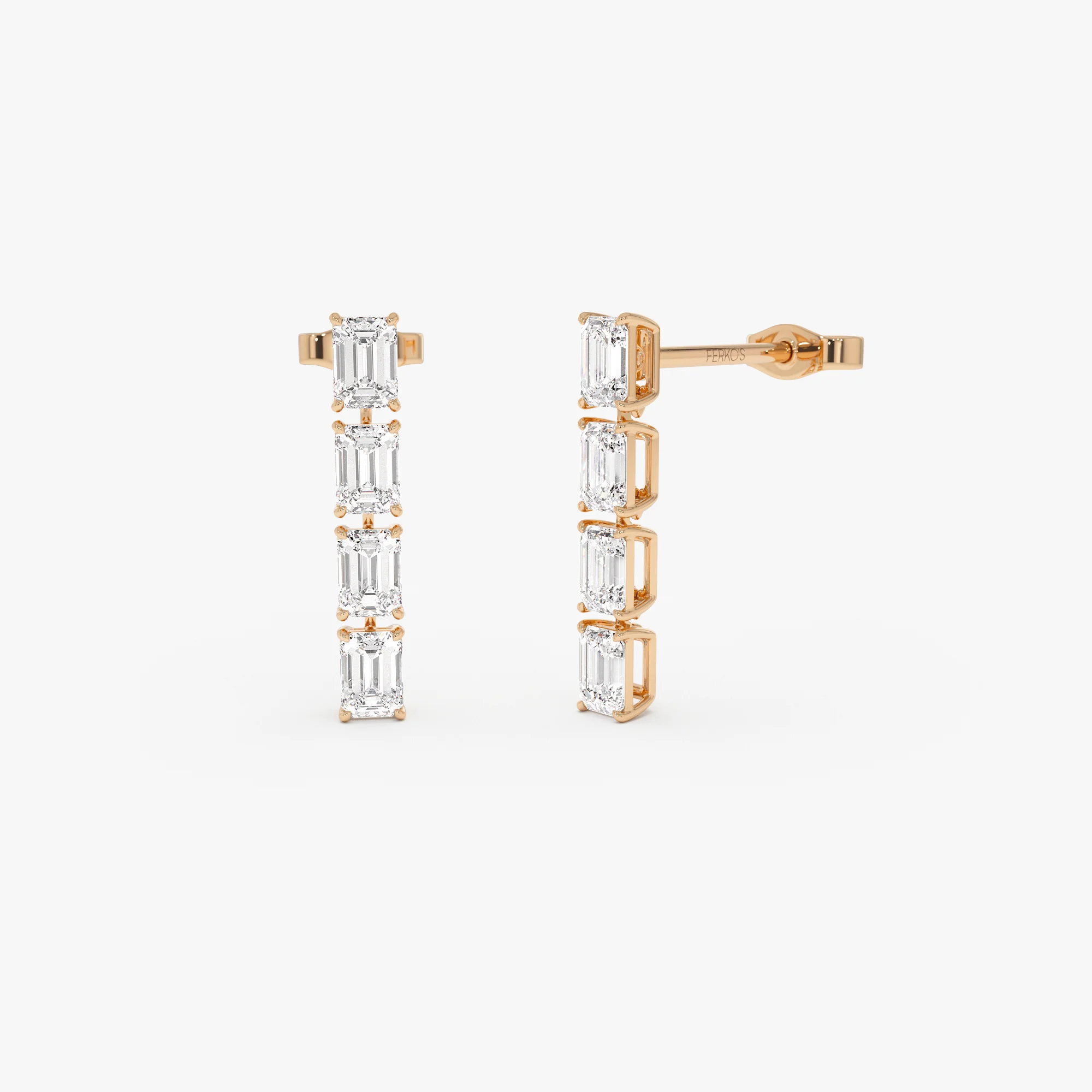 1.60 Ctw 14k Prong Setting Emerald Cut Lab Grown Diamond Dangling Stud Earrings - Alia - Image 5